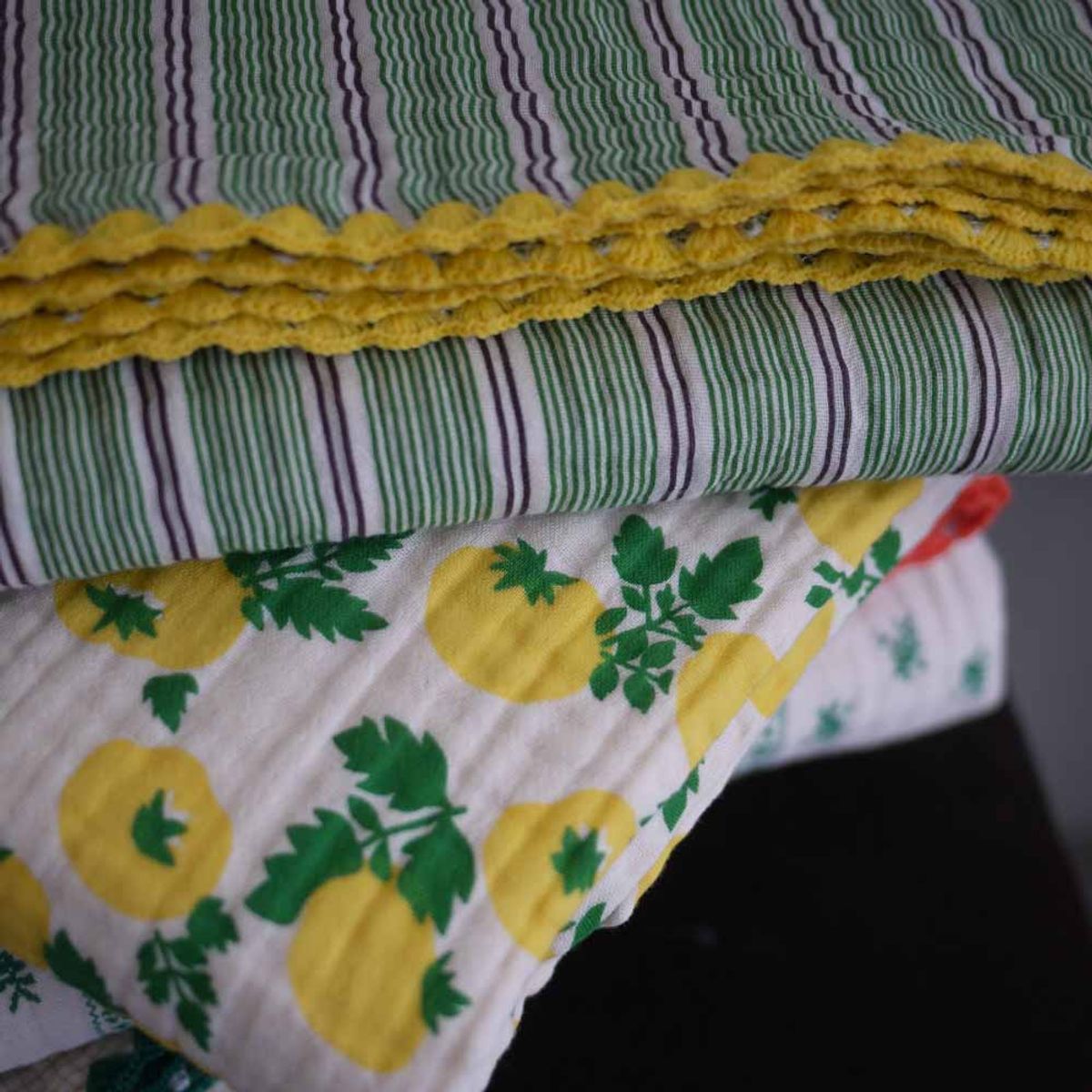 봄봄패브릭스(BOMBOM FABRICS) 4layer gauze blanket 4중거즈 블랭킷/check TOMATO blanket /YELLOW/2size