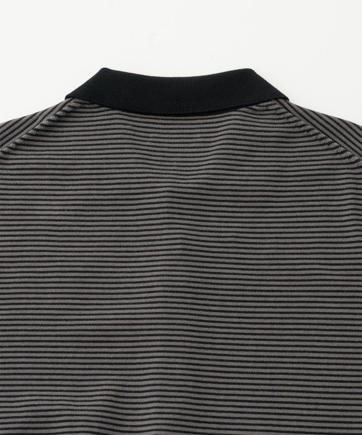 어나더 오피스(ANOTHER OFFICE) Scape Knit Polo Cardigan (Gray Navy Stripe)