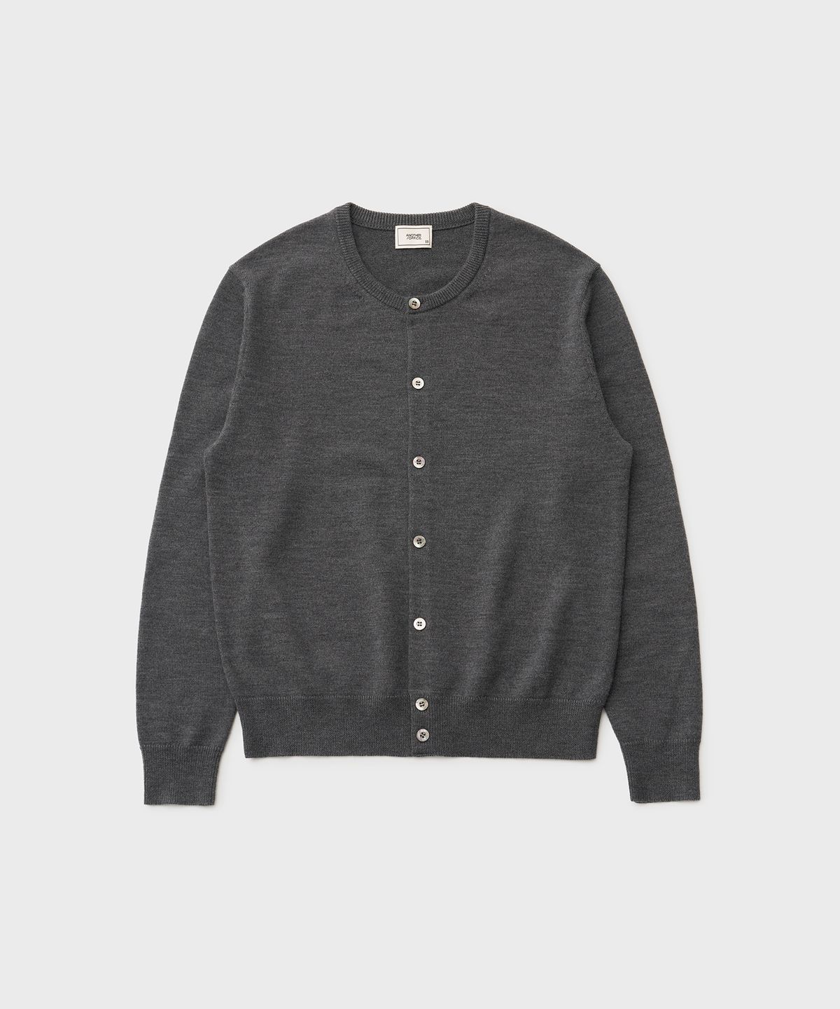 어나더 오피스(ANOTHER OFFICE) Solid Round Neck Cardigan (Heather Gray)