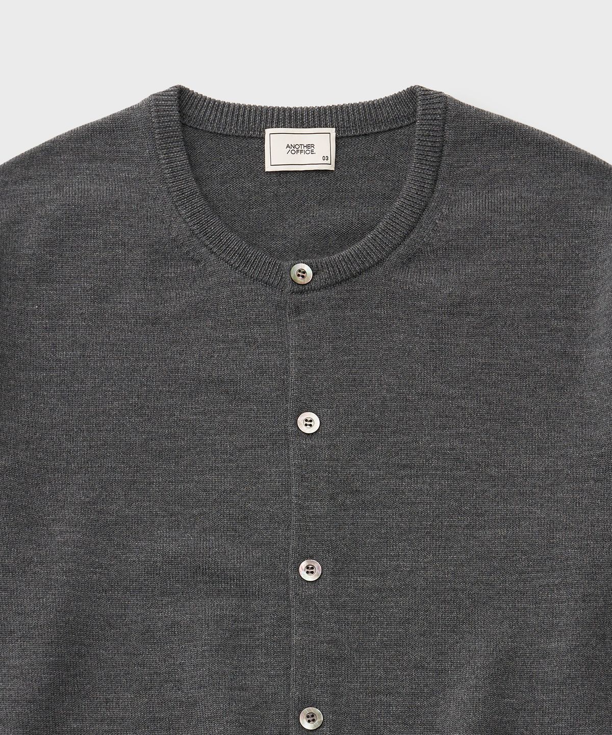 어나더 오피스(ANOTHER OFFICE) Solid Round Neck Cardigan (Heather Gray)