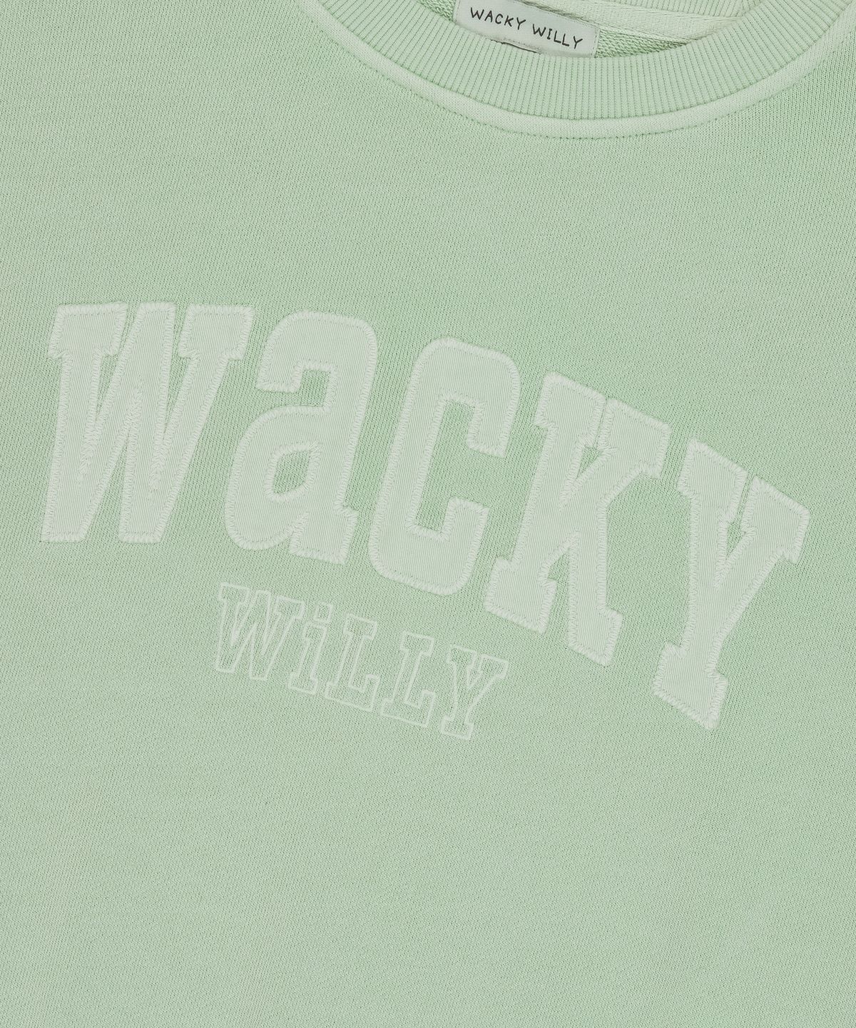 와키윌리(WACKY WILLY) 우먼스 세미오버핏 피그먼트 맨투맨 민트