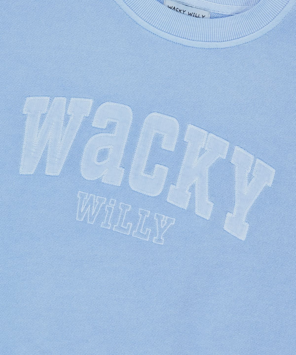와키윌리(WACKY WILLY) 우먼스 세미오버핏 피그먼트 맨투맨 스카이블루