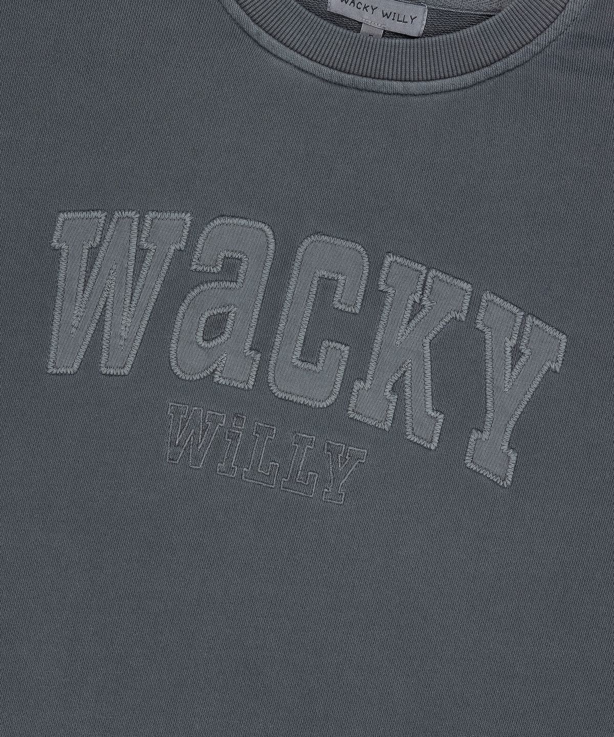 와키윌리(WACKY WILLY) 우먼스 세미오버핏 피그먼트 맨투맨 그레이