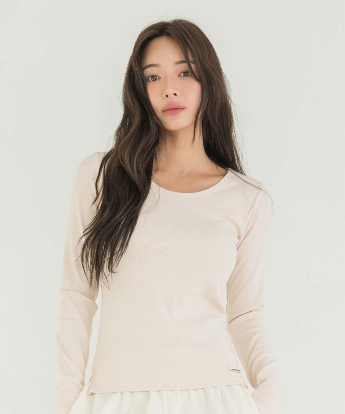 도로시와(DOROSIWA) Minimal Garments Ribbed Long Sleeve Top (Built-in Cap)_4colors