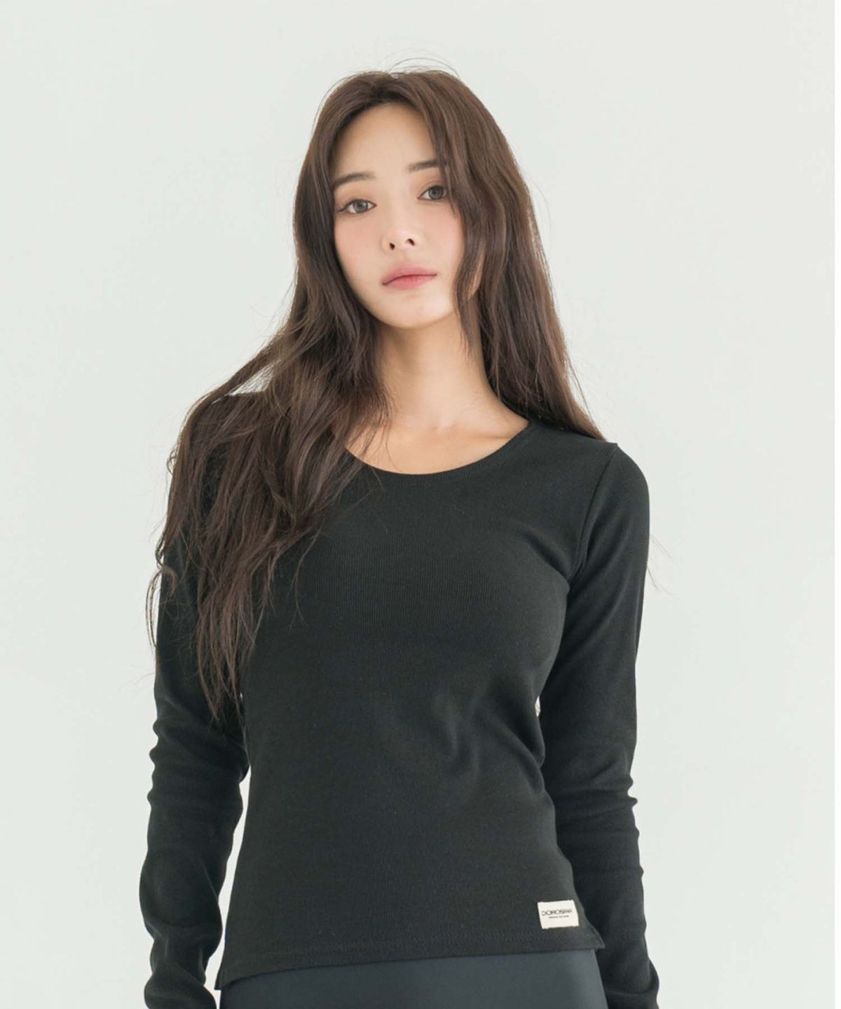 도로시와(DOROSIWA) Minimal Garments Ribbed Long Sleeve Top (Built-in Cap)_4colors