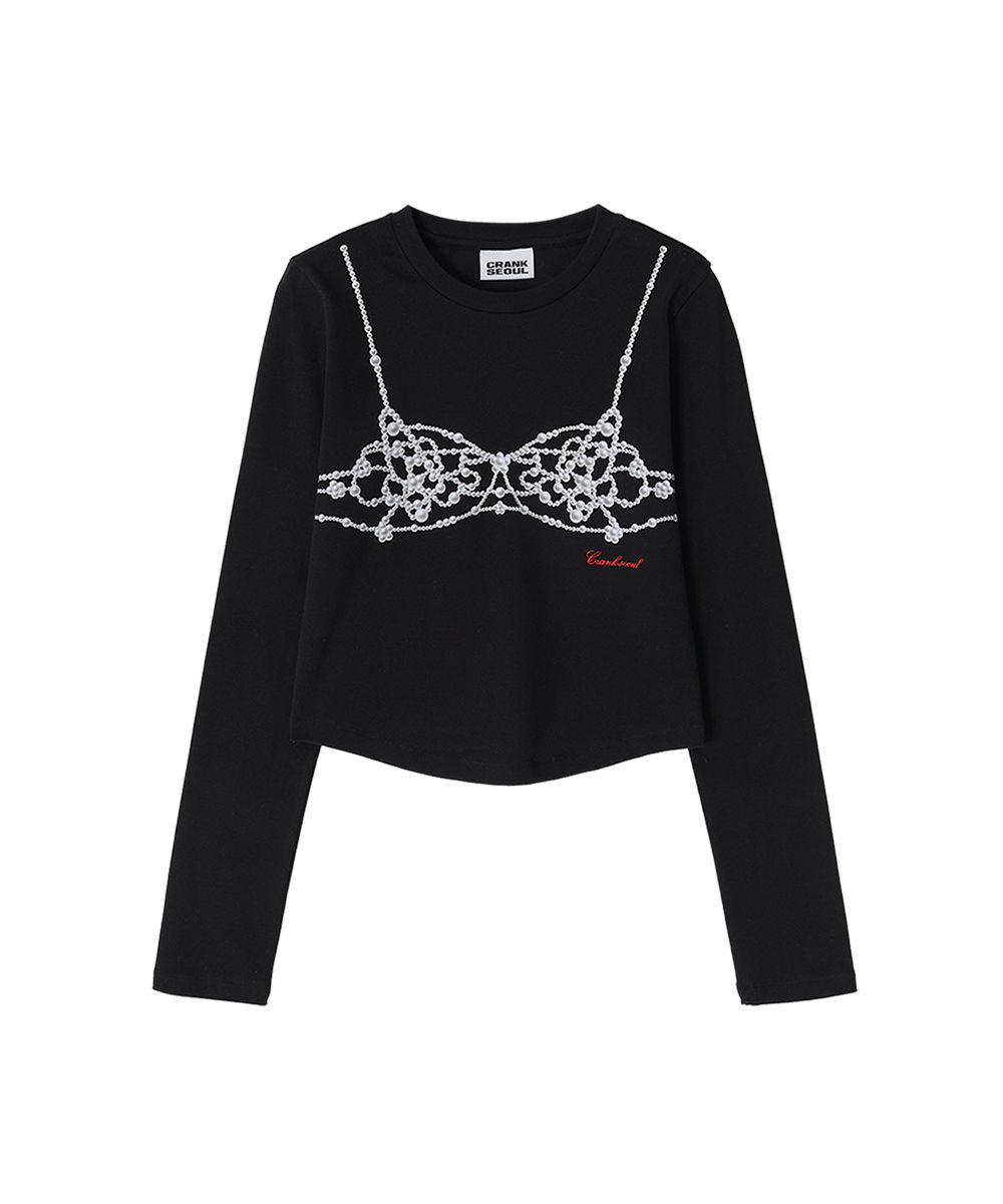 ★CRANK★PEARL BUSTIER PRINTING TOP_BLACK★正規品/送料込 MUSINSA | CRANK Pearl Bustier Print Top_Black