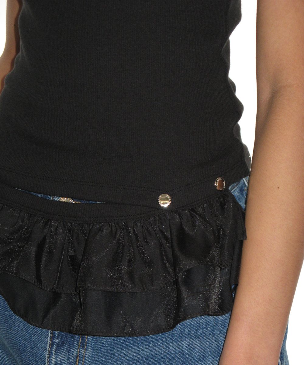 MUSINSA公式 | CRANK Frill Snap Sleeveless_Black