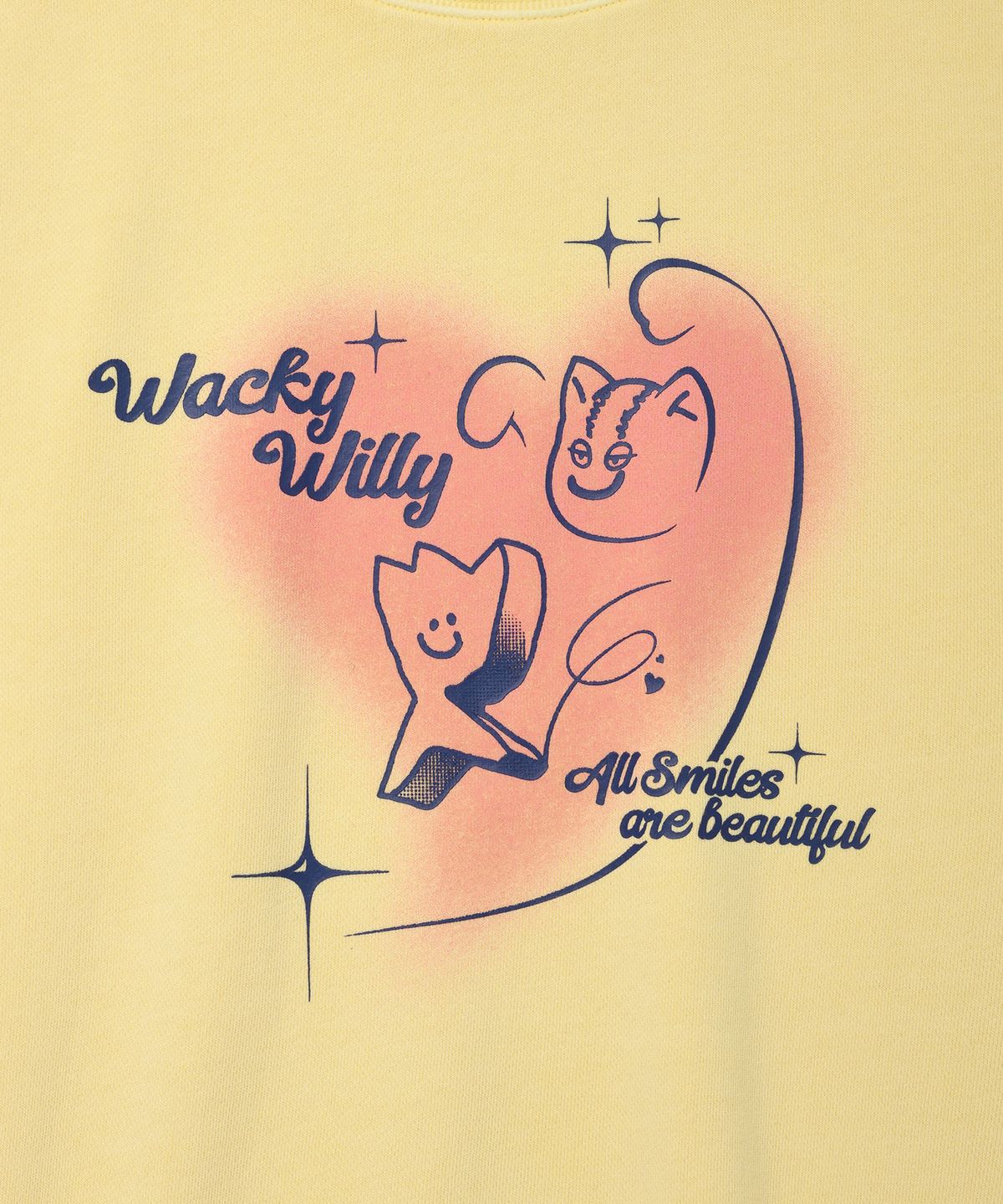 와키윌리(WACKY WILLY) 키키 레오 허그 그래픽 맨투맨 옐로우