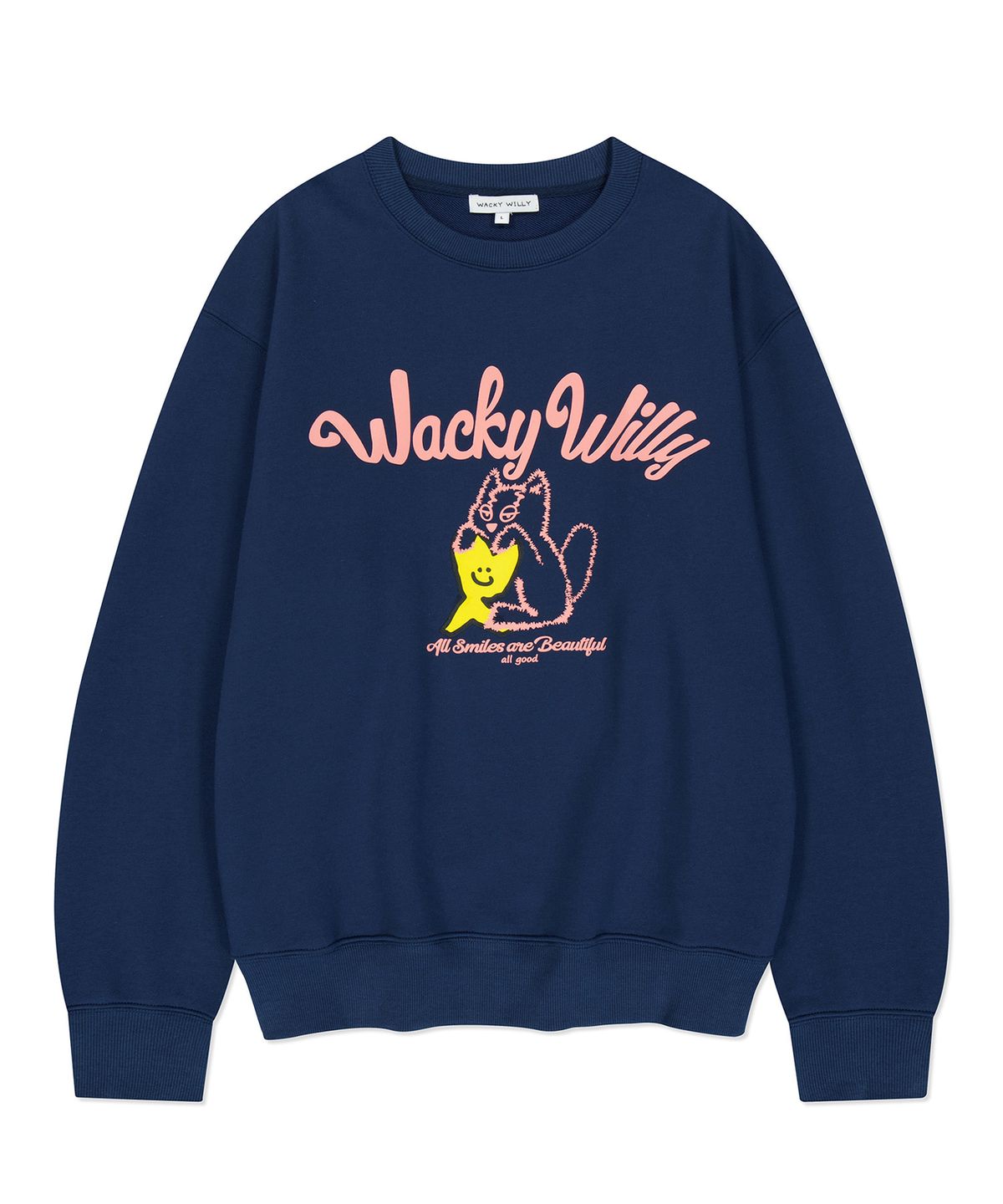 와키윌리(WACKY WILLY) 키키 레오 로고 맨투맨 네이비