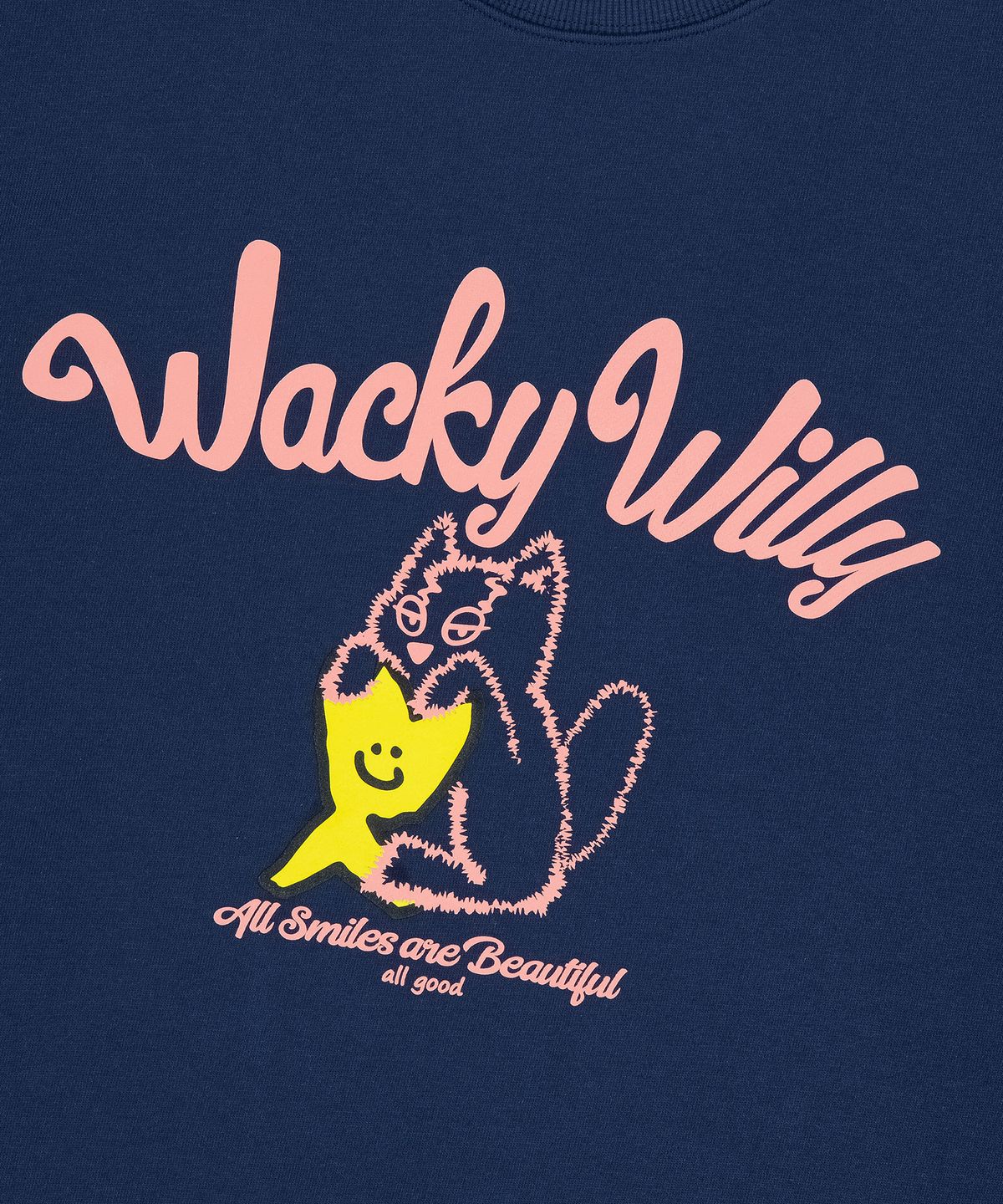 와키윌리(WACKY WILLY) 키키 레오 로고 맨투맨 네이비