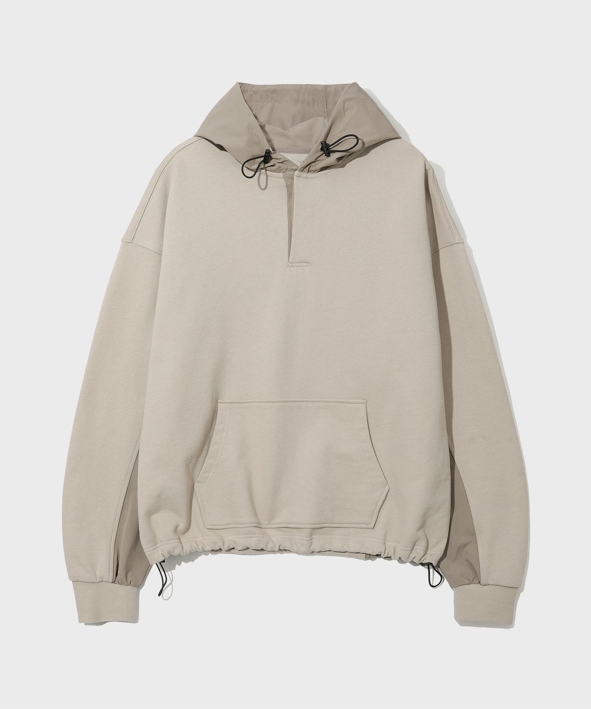 세컨모놀로그(SECONDMONO) 나일론 디멘션 블록 스트링 후디 [BEIGE]_SETS049BEIGE