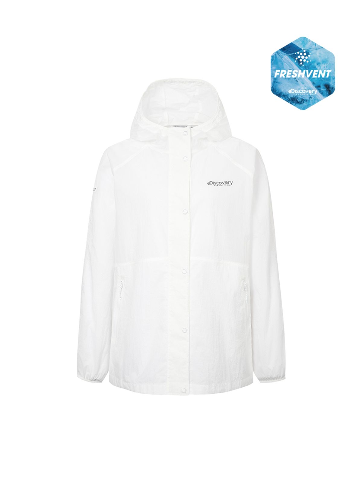 디스커버리 익스페디션(DISCOVERY EXPEDITION) 프레시벤트 여성 오버핏 바람막이 (WHITE)