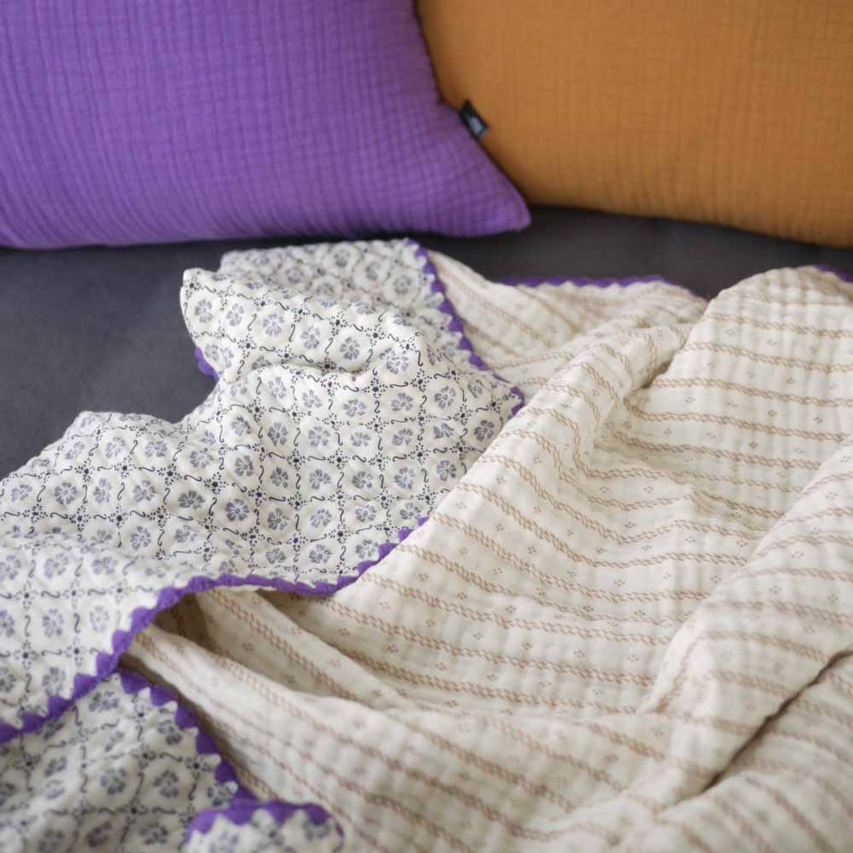 봄봄패브릭스(BOMBOM FABRICS) 4layer gauze blanket some purple (S,L 2size), 4중 거즈 블랭킷