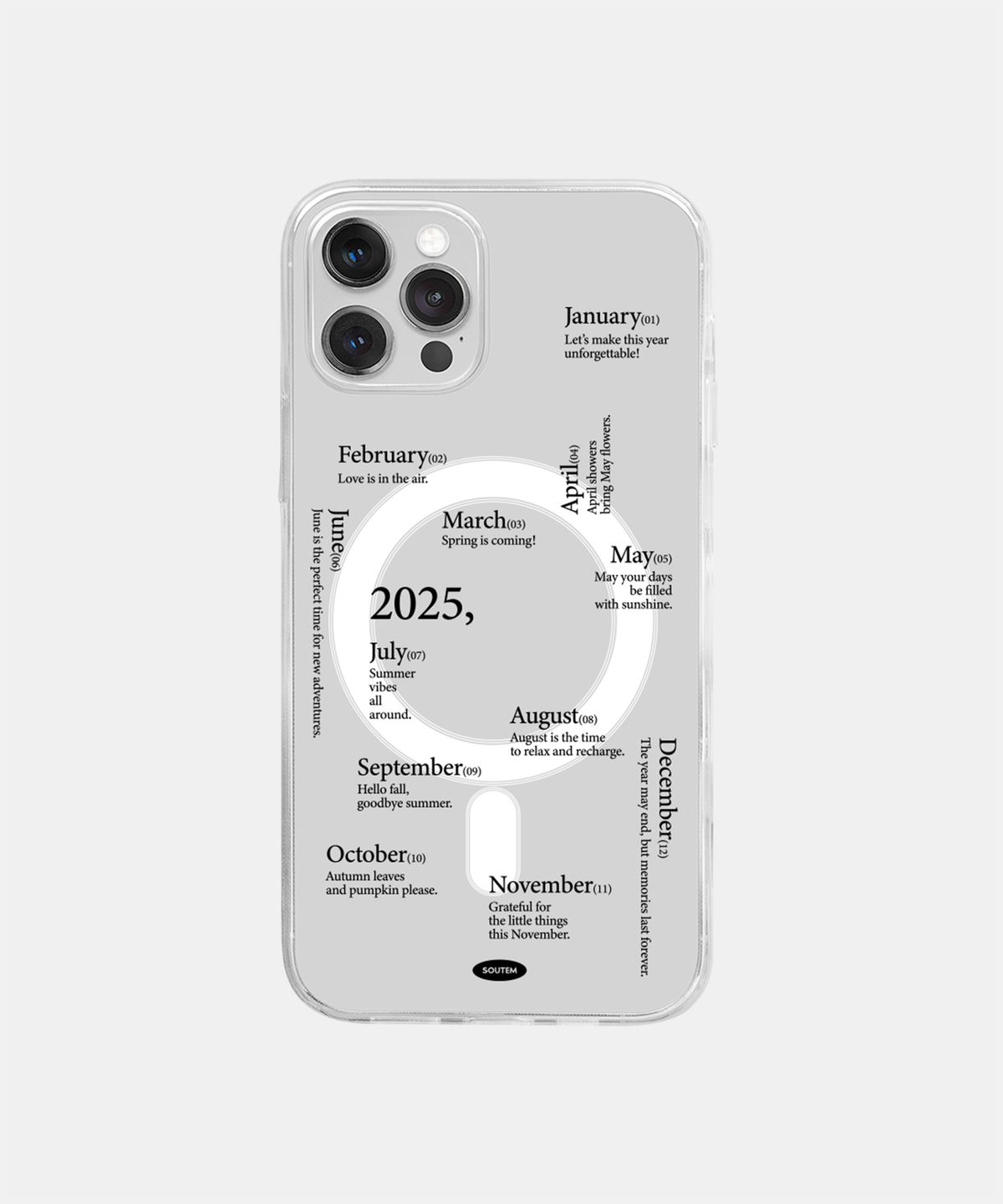 소유템(SOUTEM) [Magsafe] Black Lettering Phone Case_Clear