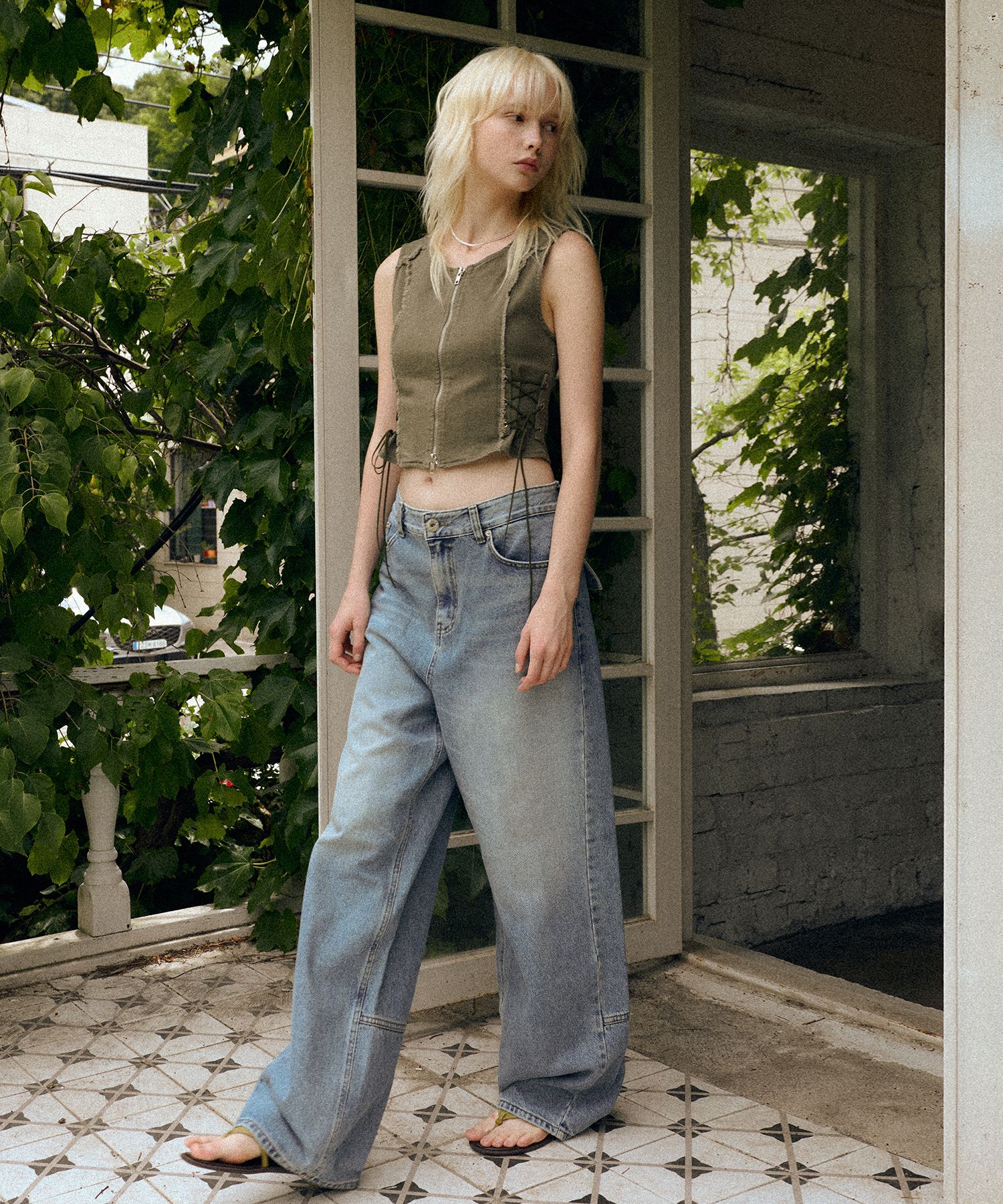 MUSINSA | INSTANTFUNK Line Denim Pants - Light Blue