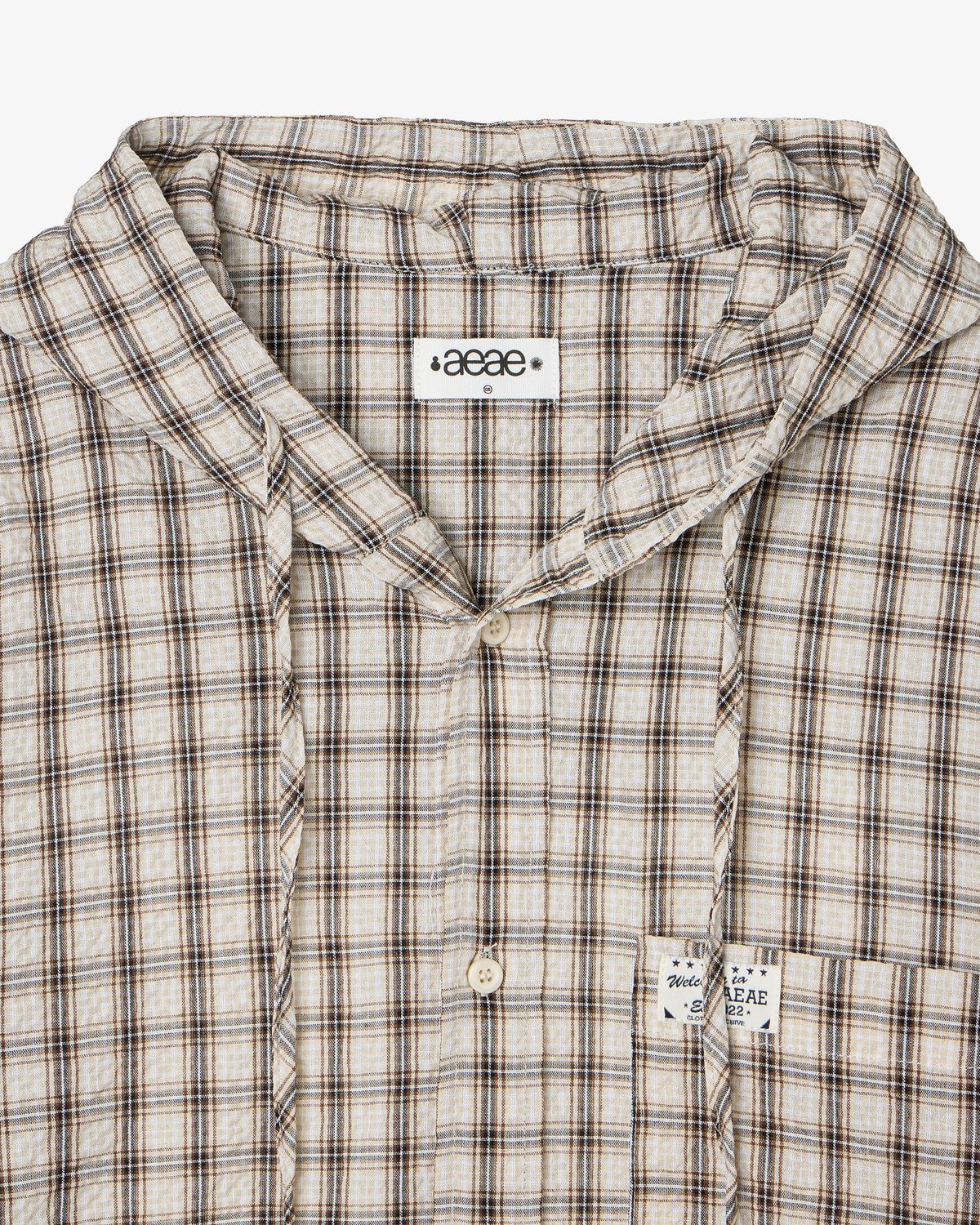 에이이에이이(AEAE) CHECK HOOD SHIRTS [BEIGE]