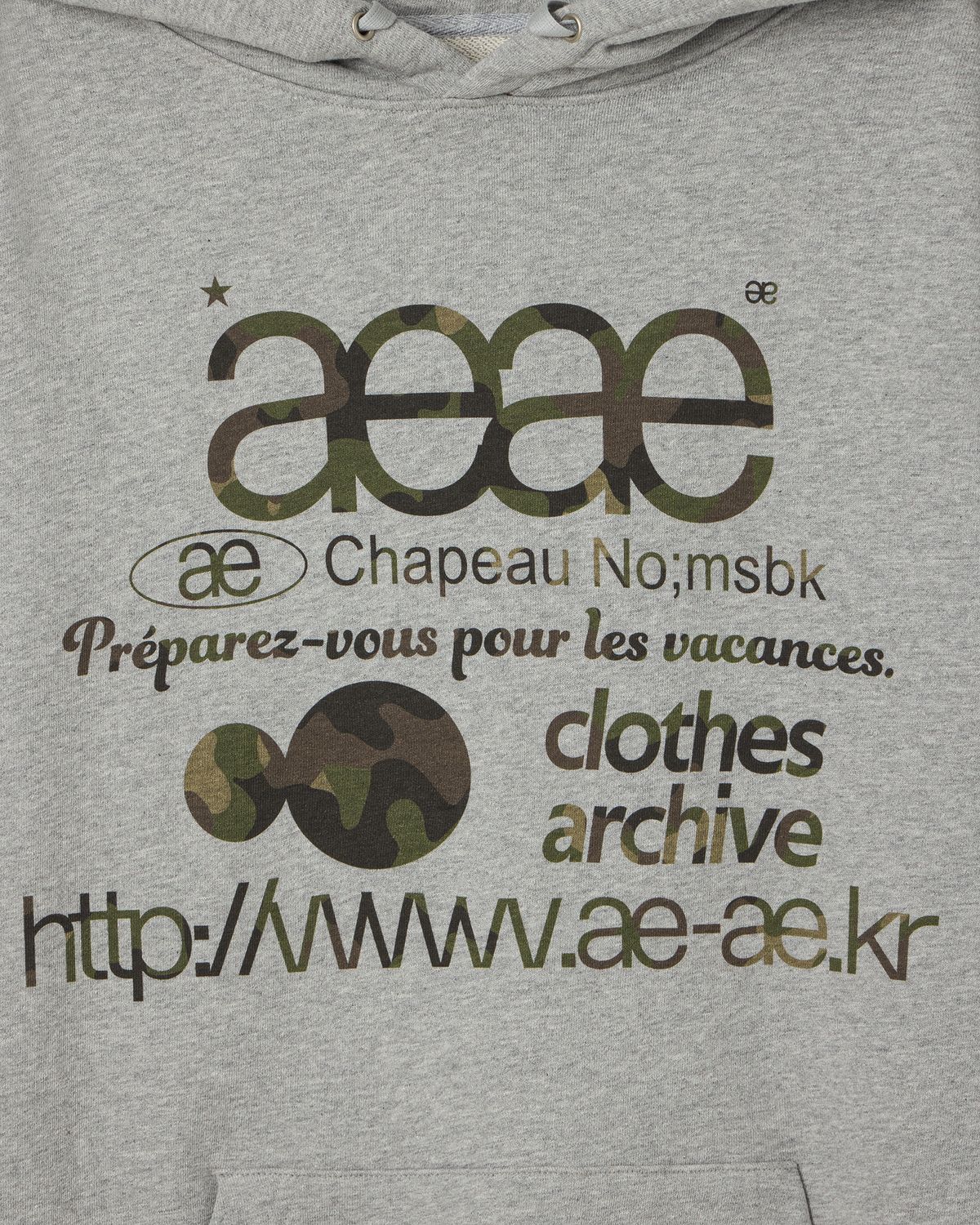 에이이에이이(AEAE) WEB LOGO LOOSED HOODIE [MELANGE GREY/CAMO]
