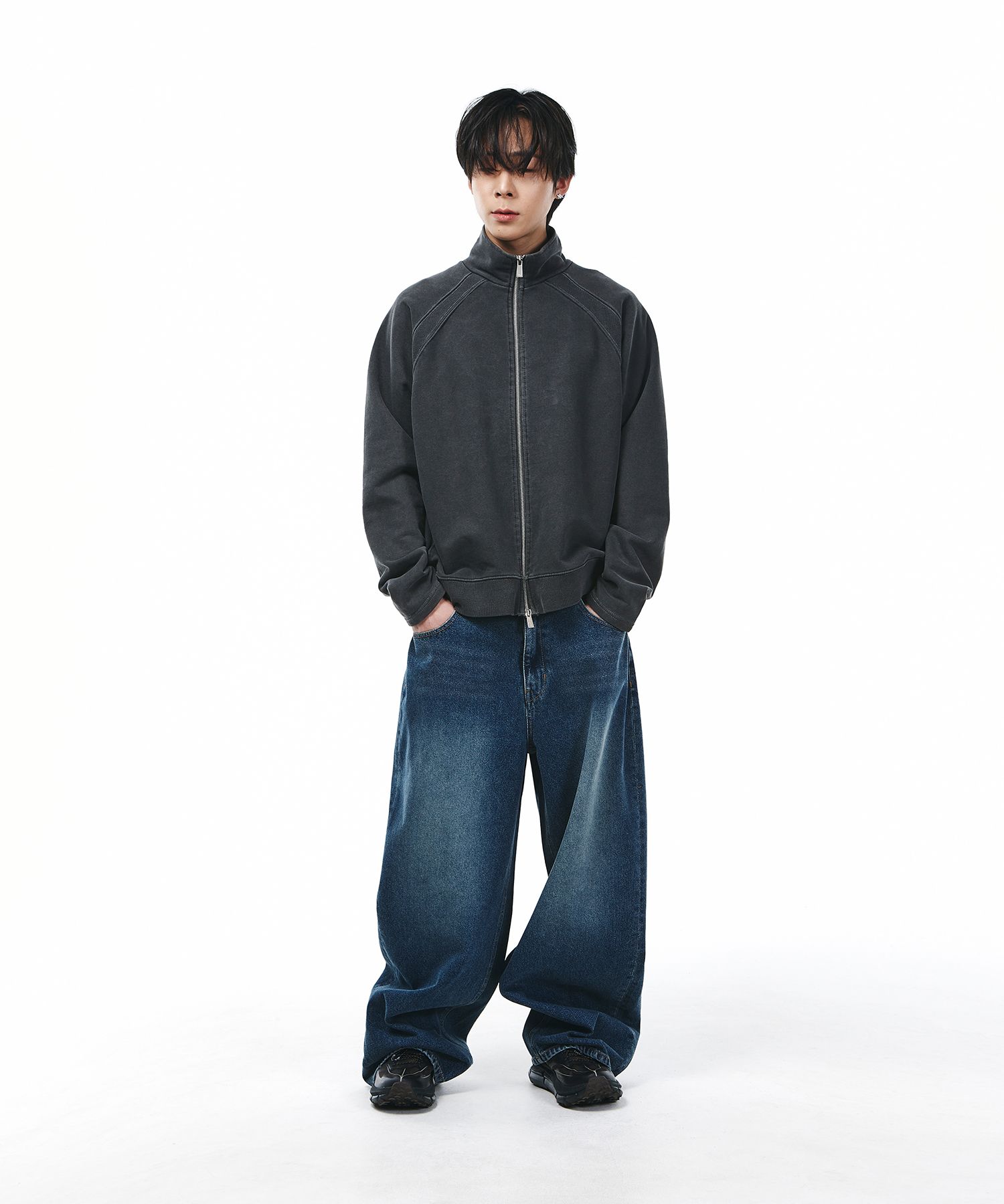 MUSINSA公式 | SIGNATURE Balloon fit curved denim pants [blue]