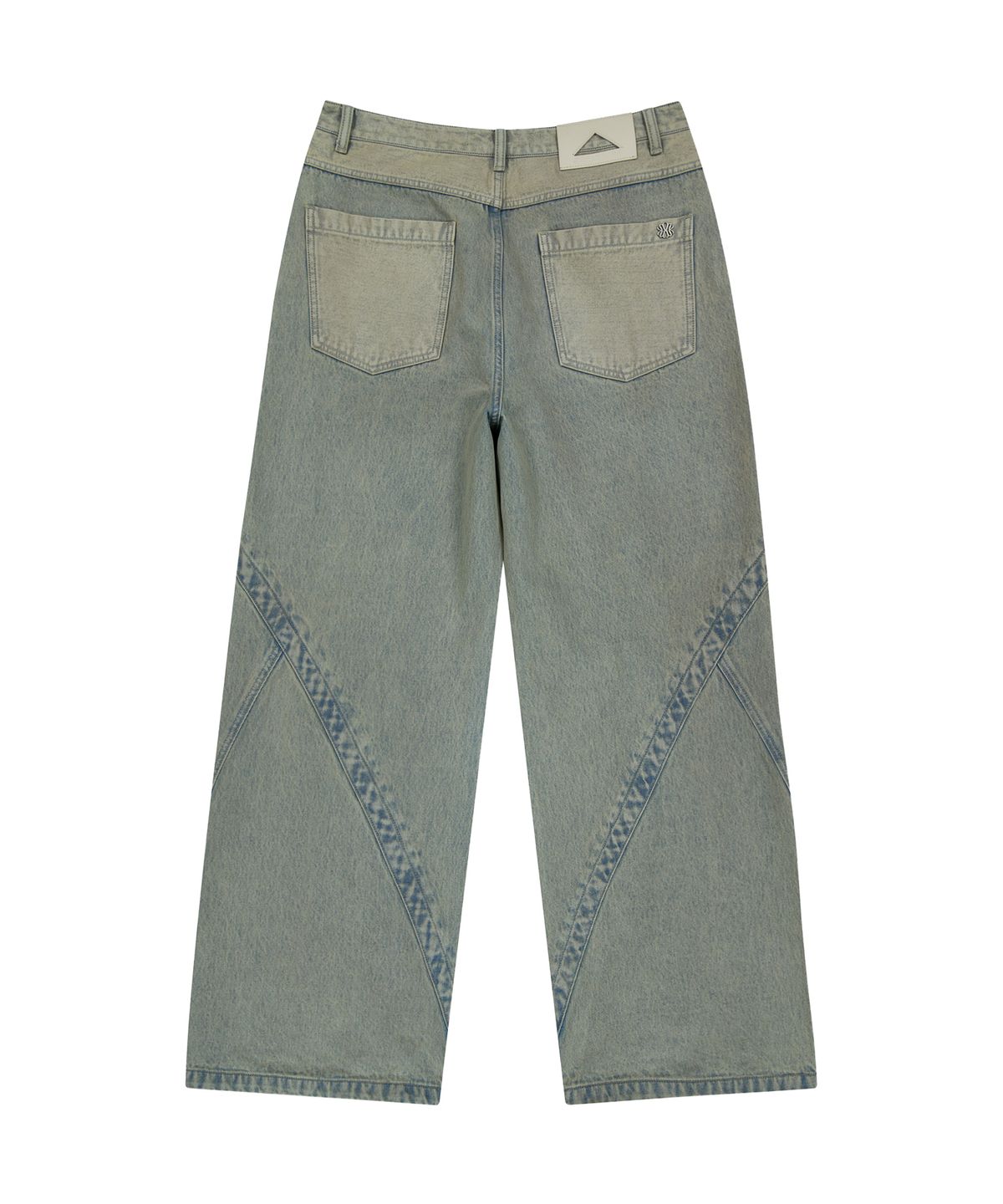언지미크(UNGIMMICK) PANELLED DENIM PANTS (BLUE)