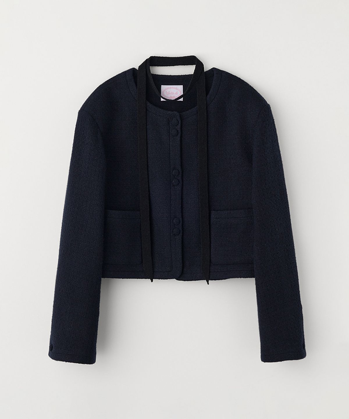 셀리테일즈(CELITAILS) TIE TWEED CROP JACKET_NAVY