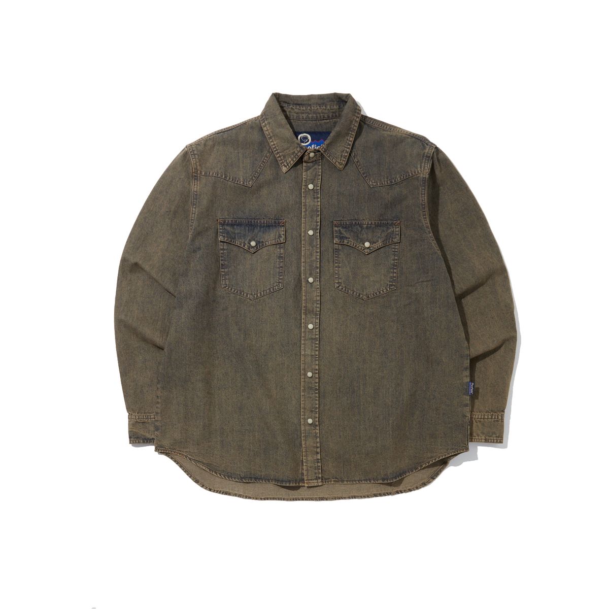 펜필드(PENFIELD) 다잉 데님 웨스턴 셔츠 브라운_FR1WR19U