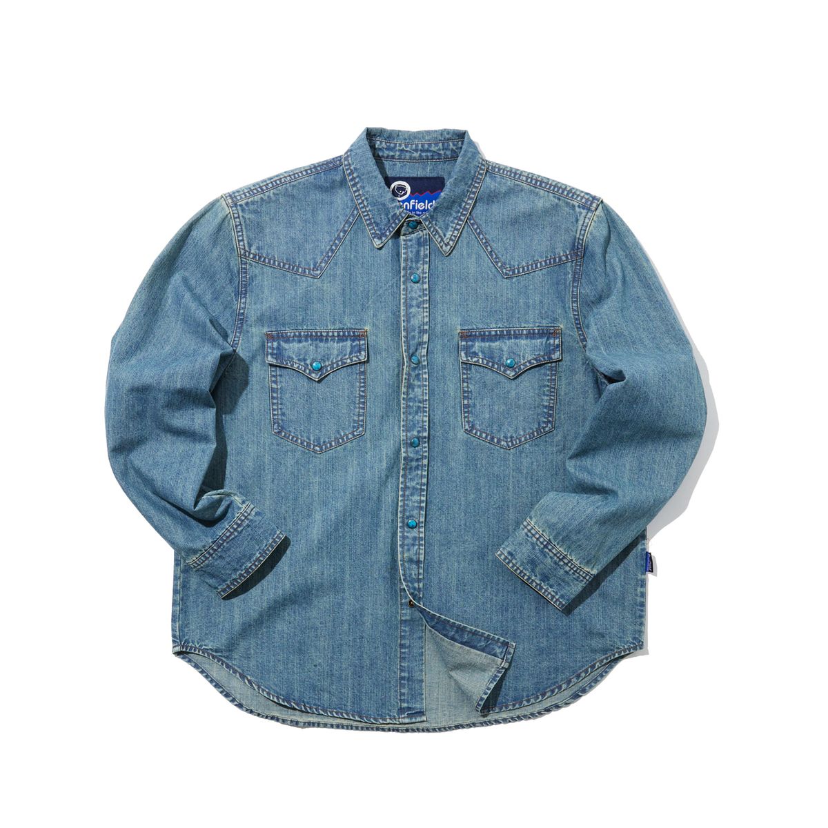 펜필드(PENFIELD) 다잉 데님 웨스턴 셔츠 라이트인디고_FR1WR18U