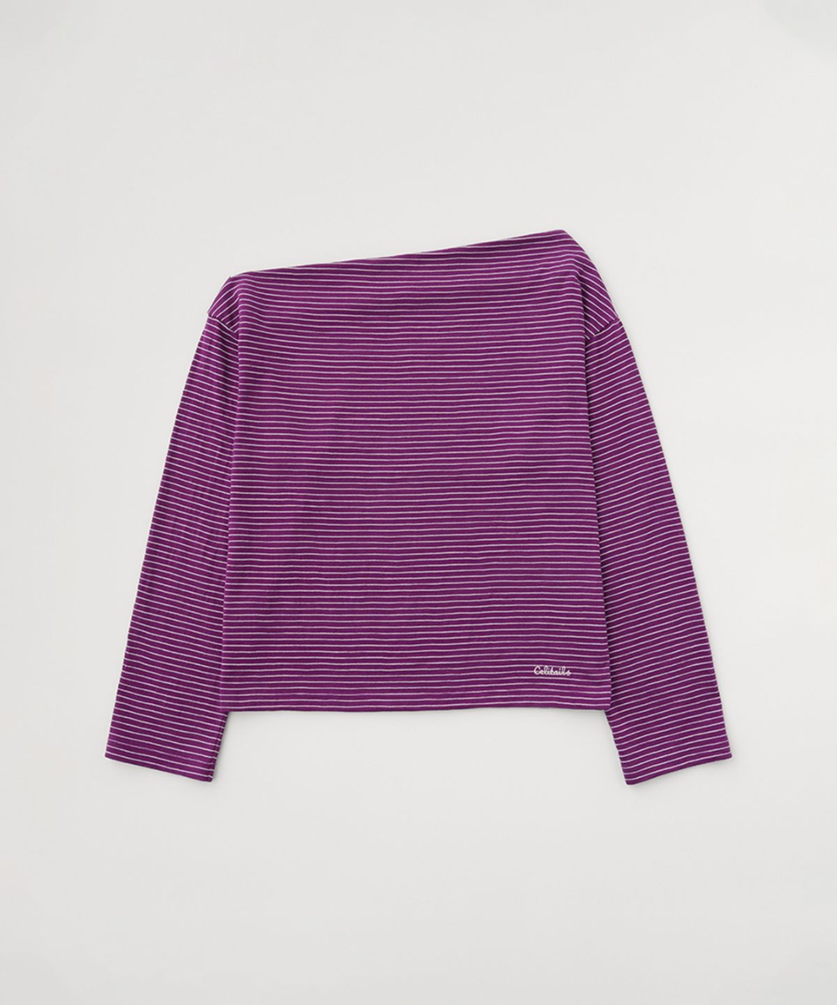 셀리테일즈(CELITAILS) ONE SHOULDER STRIPE T-SHIRT_PURPLE