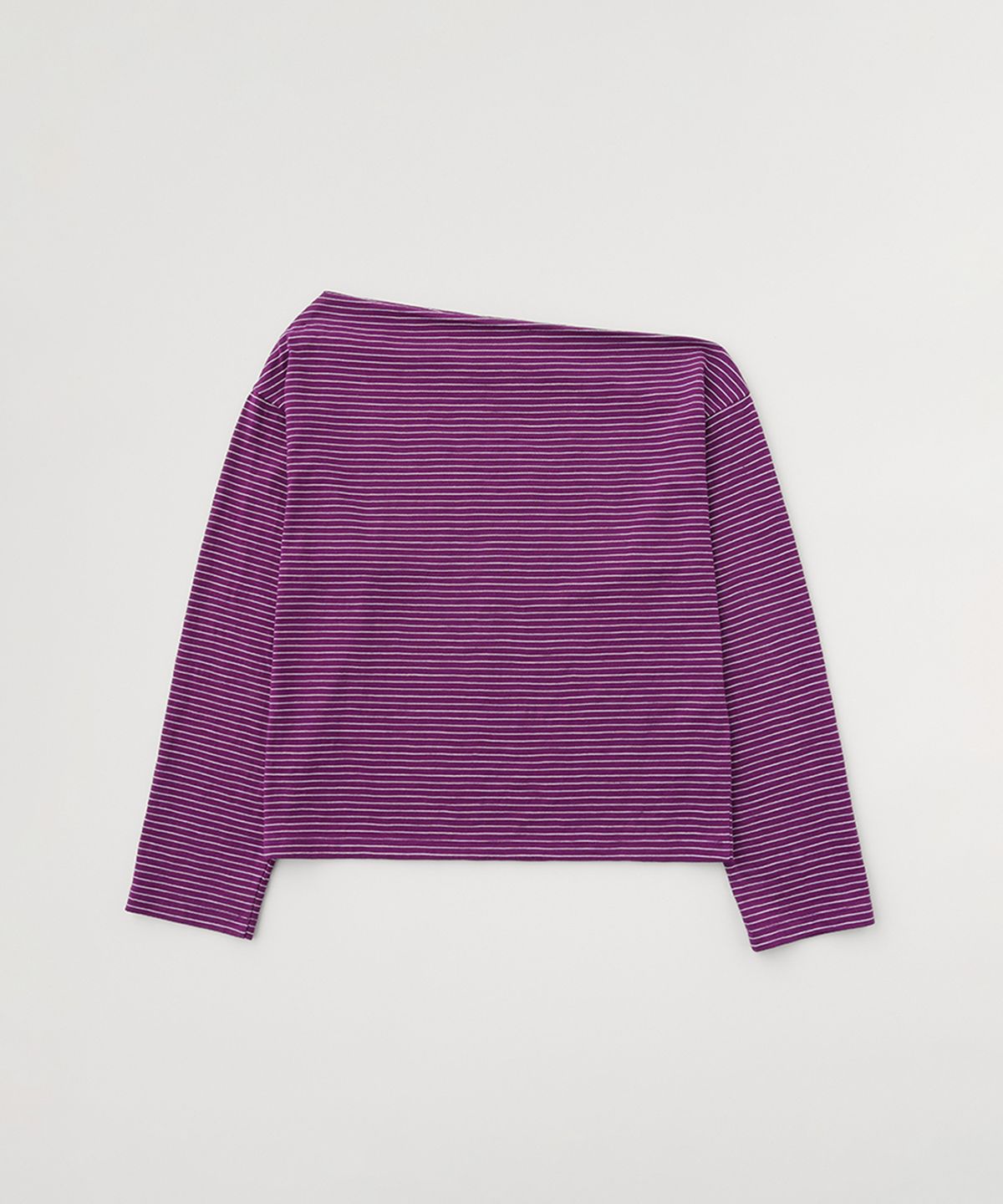 셀리테일즈(CELITAILS) ONE SHOULDER STRIPE T-SHIRT_PURPLE