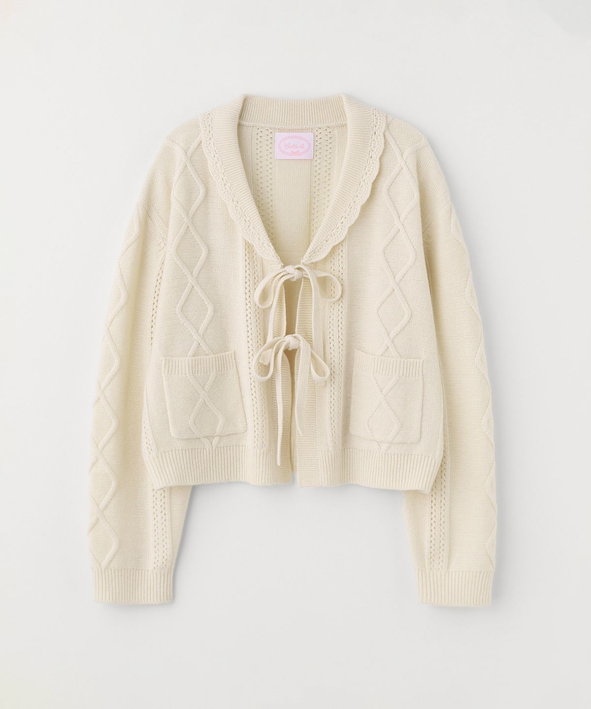 셀리테일즈(CELITAILS) HANDMADE LACE SHAWL COLLAR CARDIGAN_IVORY