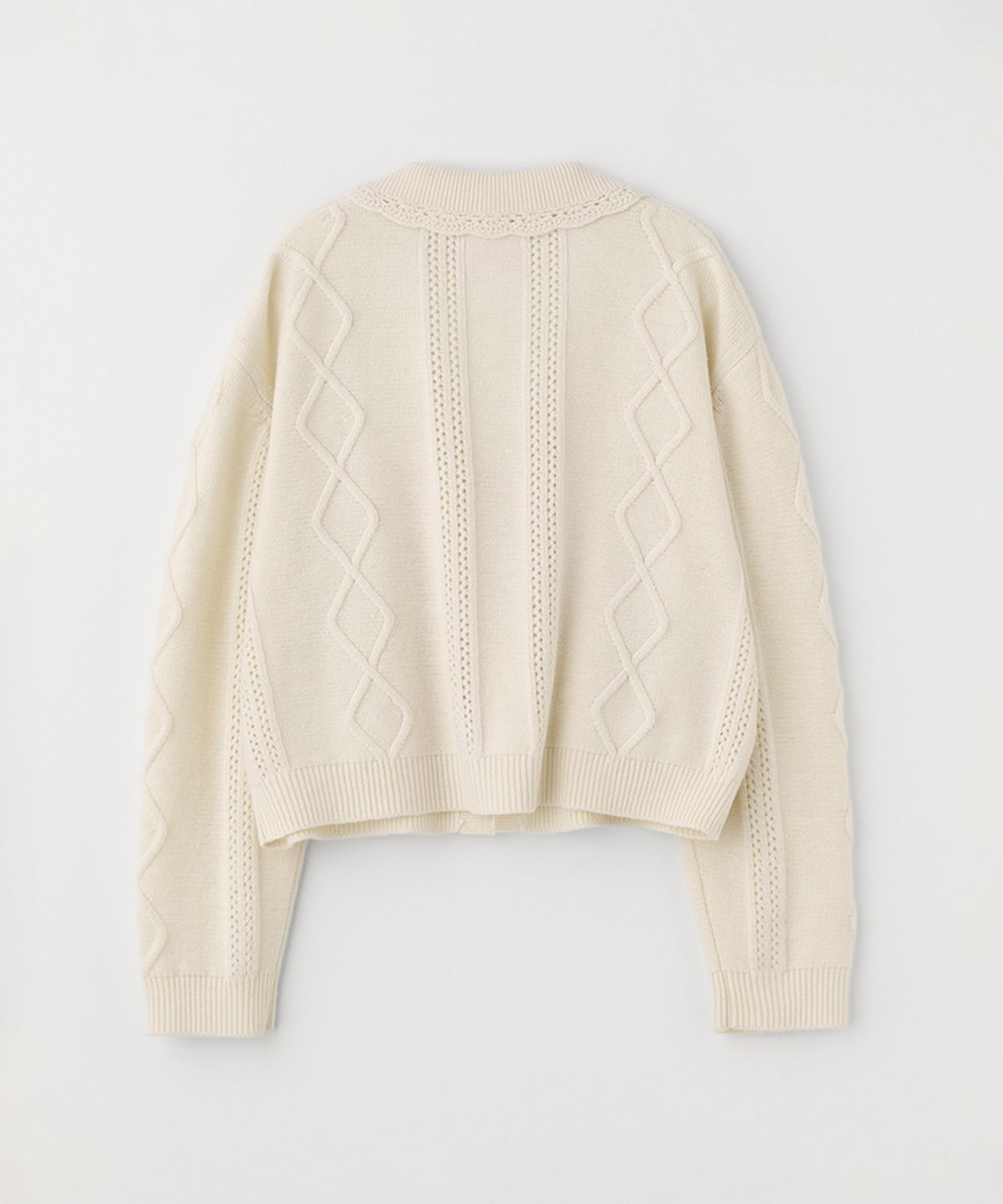 셀리테일즈(CELITAILS) HANDMADE LACE SHAWL COLLAR CARDIGAN_IVORY
