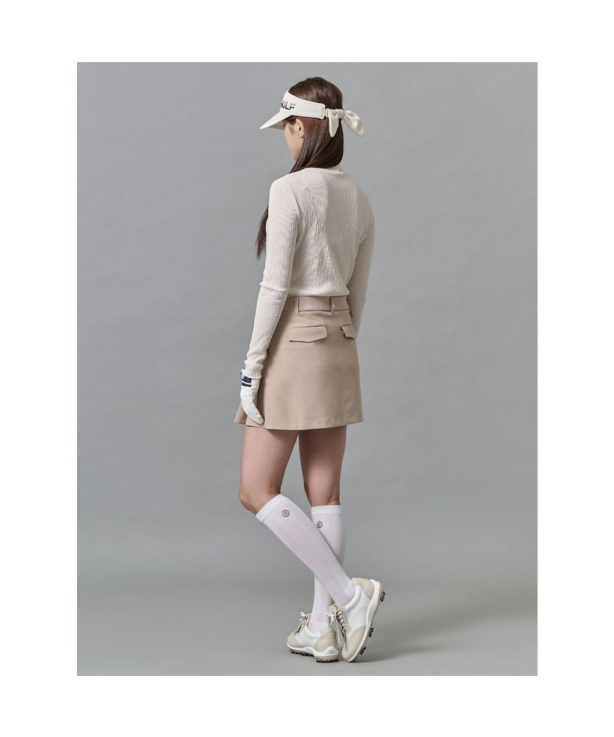 빈폴골프(BEANPOLE GOLF) 여성 넥변형 플리츠 긴팔 티셔츠  아이보리