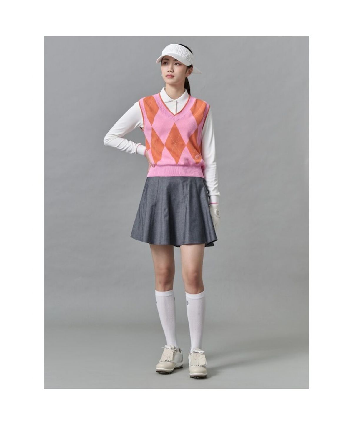 빈폴골프(BEANPOLE GOLF) 여성 아가일 베스트  오렌지