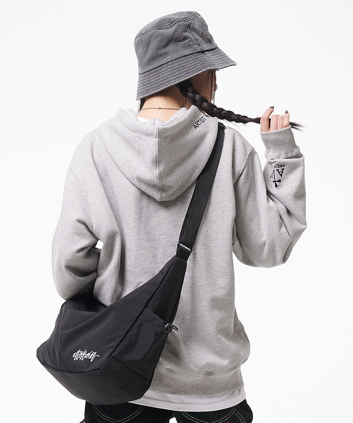 아티스트웨어(ARTISTWEAR) [ATW] 원버튼 피그먼트 버킷햇 - 그런지블랙