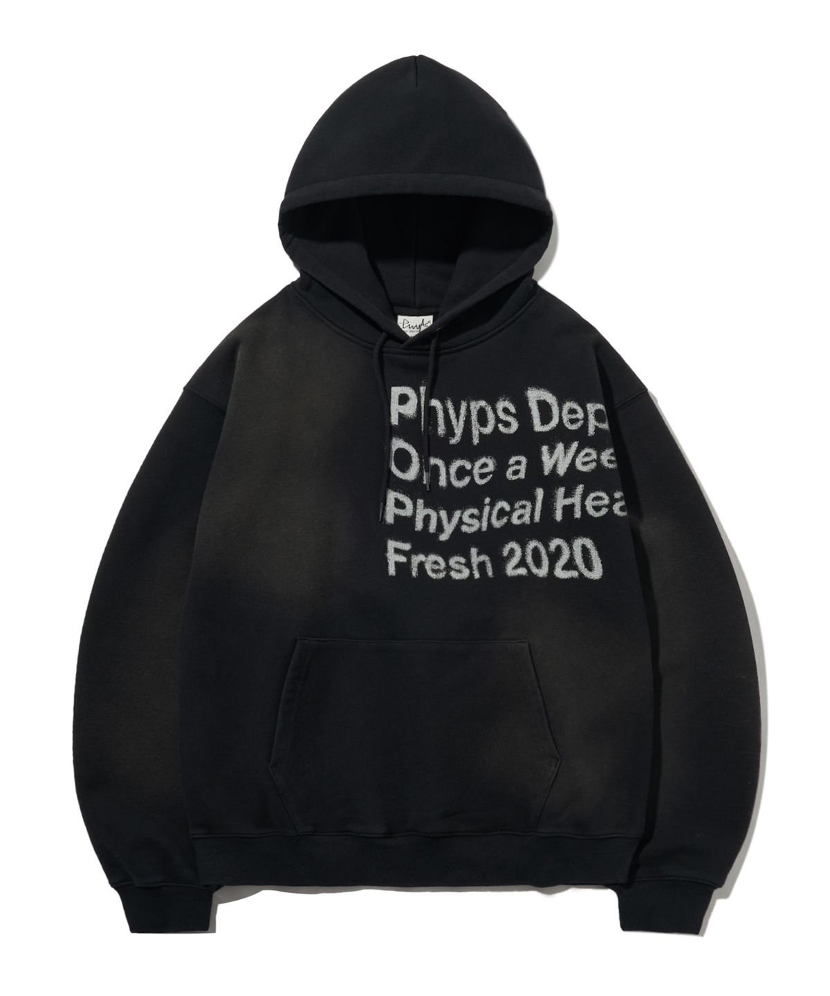 피지컬 디파트먼트(PHYSICAL DEPARTMENT) 오버 타이포 스프레이 다잉 후드_블랙