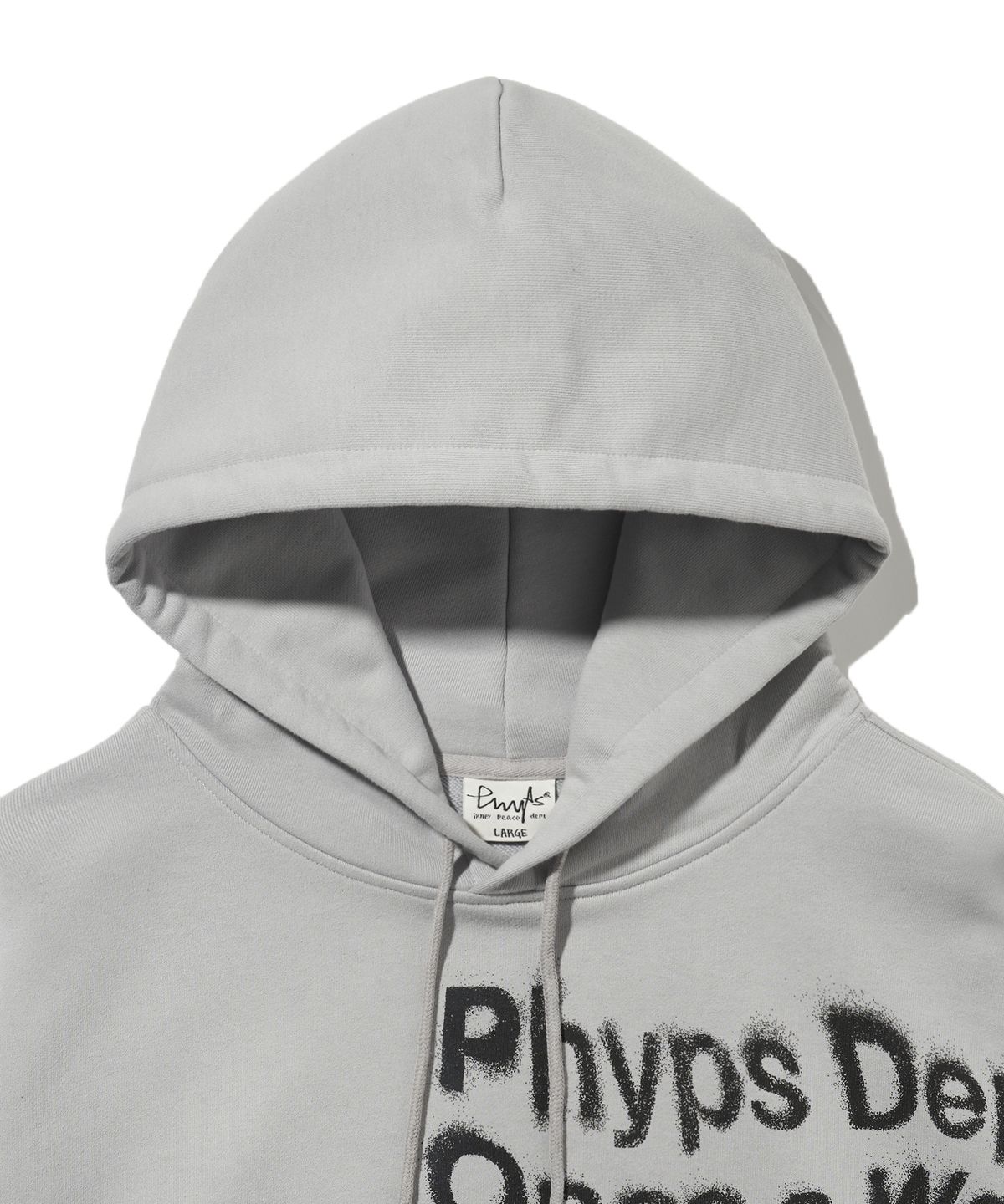 피지컬 디파트먼트(PHYSICAL DEPARTMENT) 오버 타이포 스프레이 다잉 후드_그레이