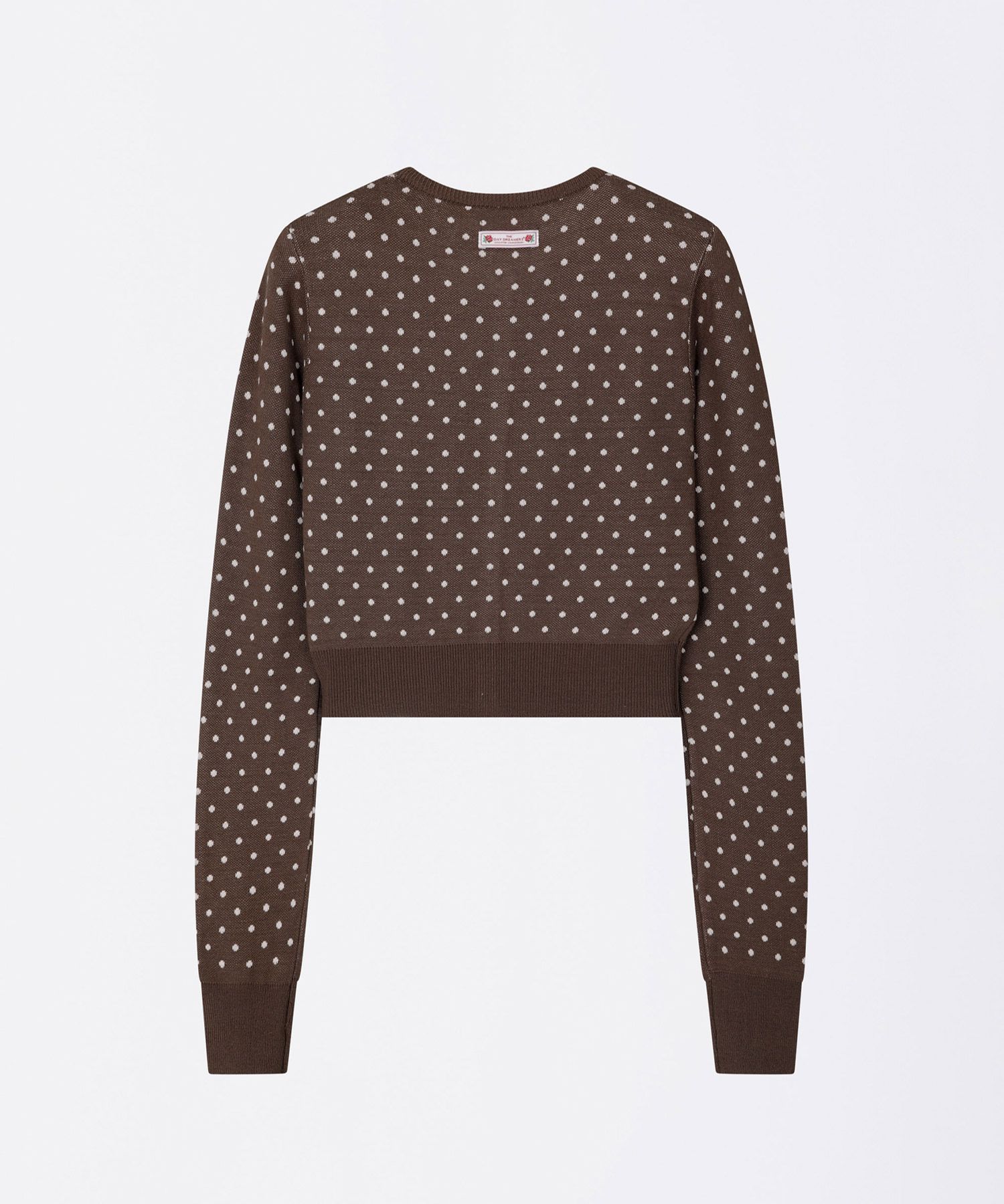 MUSINSA | SCULPTOR Polka Dot Cardigan Brown/Baby Pink