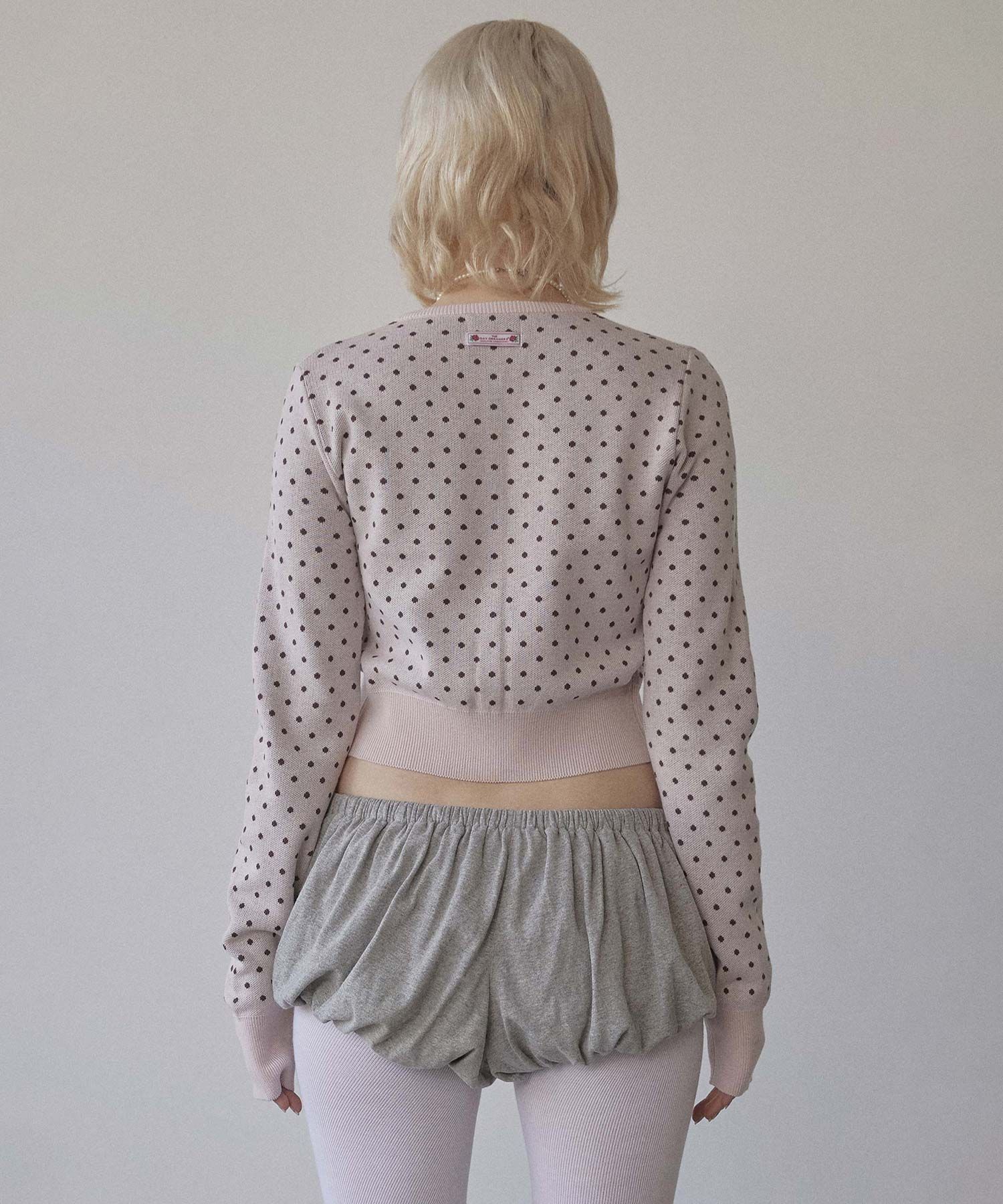 ★SCULPTOR★ Polka Dot Cardigan Baby PinkBrown SC25S213PK Polka Dot Cardigan Brown/Baby Pink – Sculptor