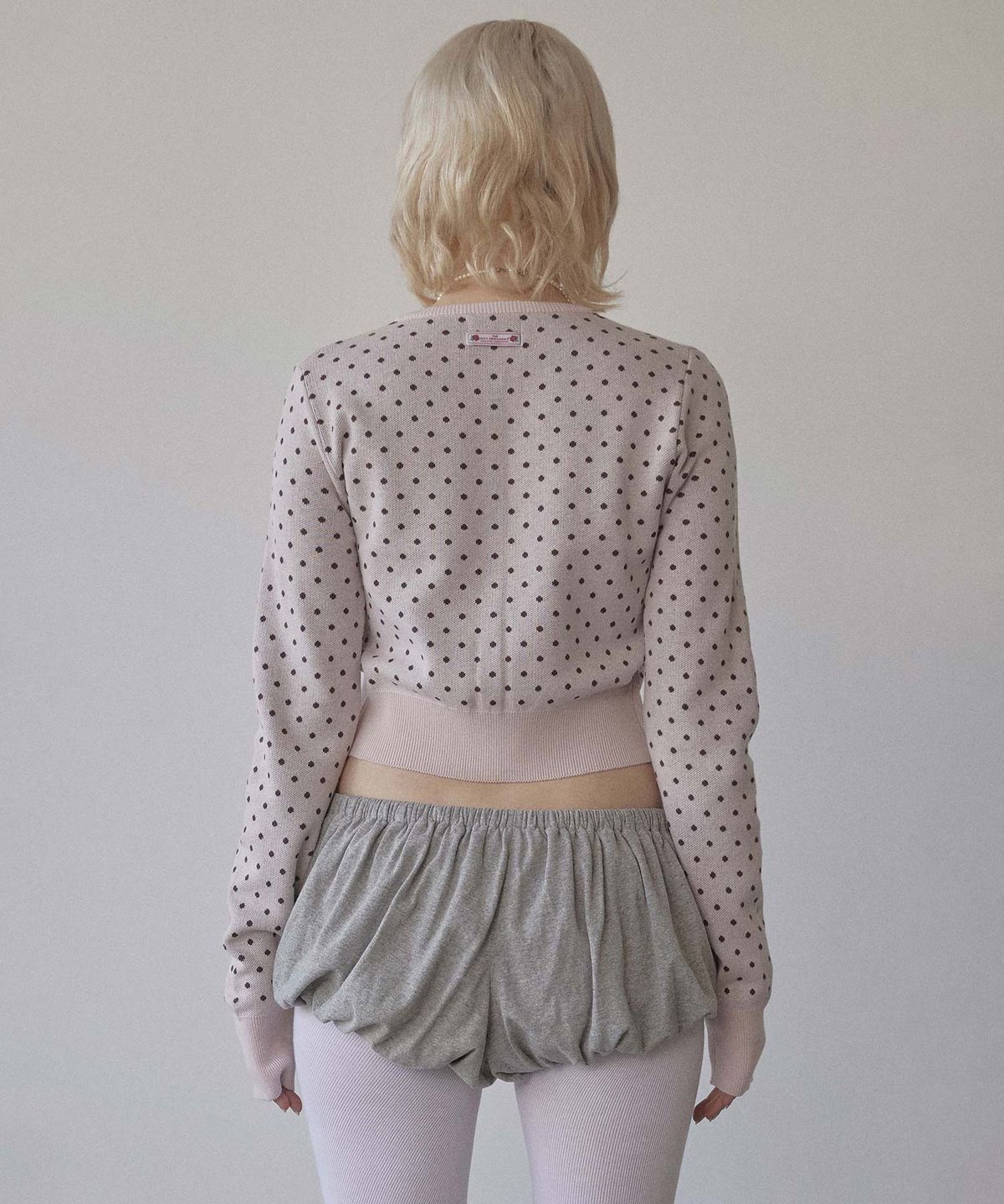 스컬프터(SCULPTOR) Polka Dot Cardigan Baby Pink/Brown