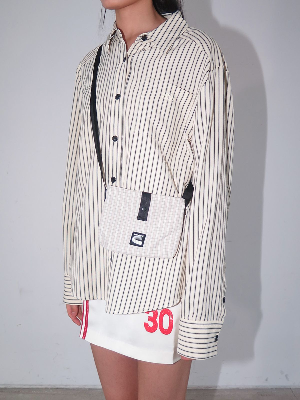 기준 맨(KIJUN MEN) Check Sacoche Bag UNISEX Ivory