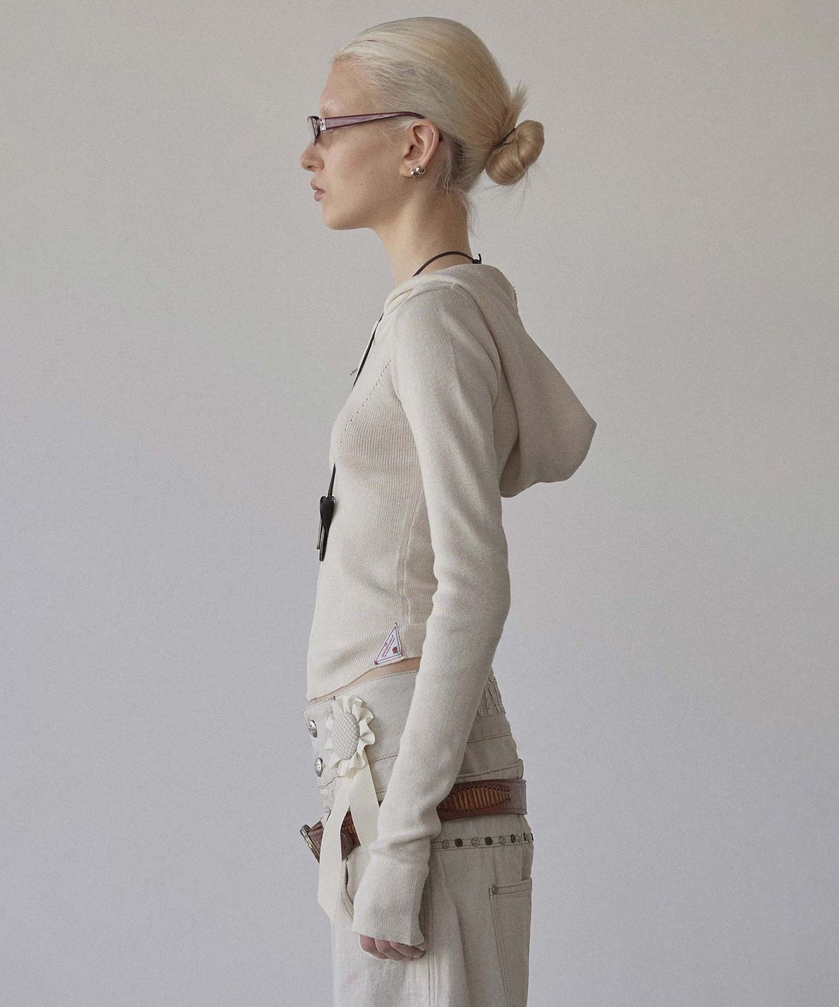 스컬프터(SCULPTOR) Silhouette Knit Zip-Up Hoodie Raw