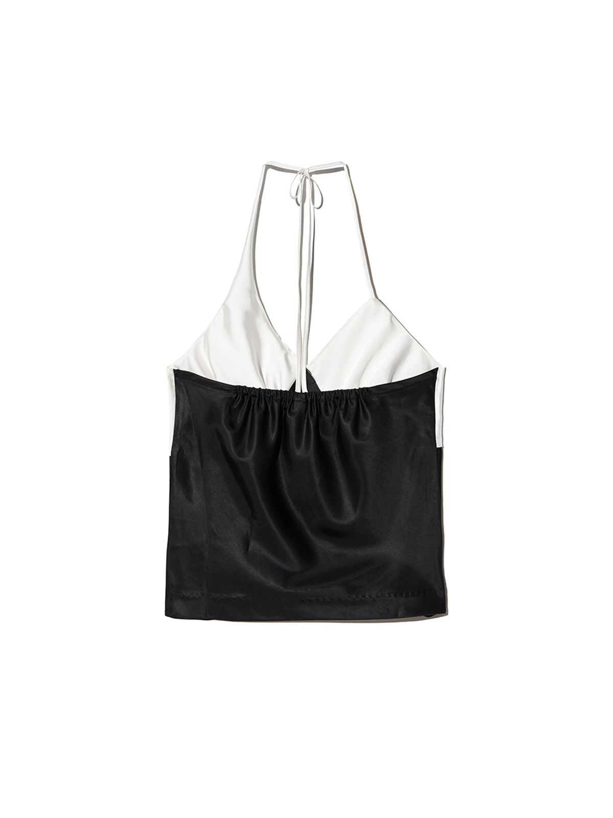 기준(KIJUN) Satin Shirring Halter Top Black Ivory
