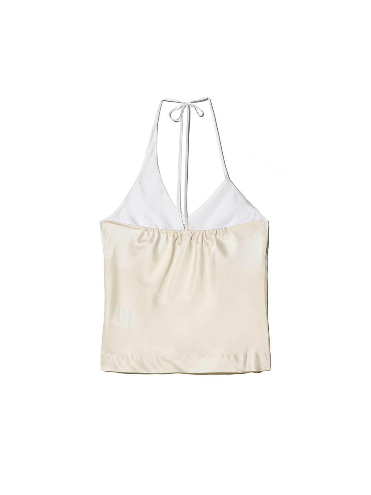기준(KIJUN) Satin Shirring Halter Top Butter Off-White