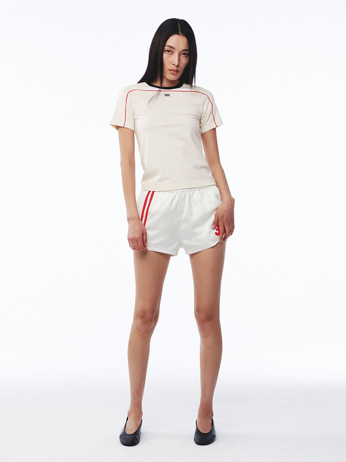기준(KIJUN) Cycle Half Sleeve Top Light Beige
