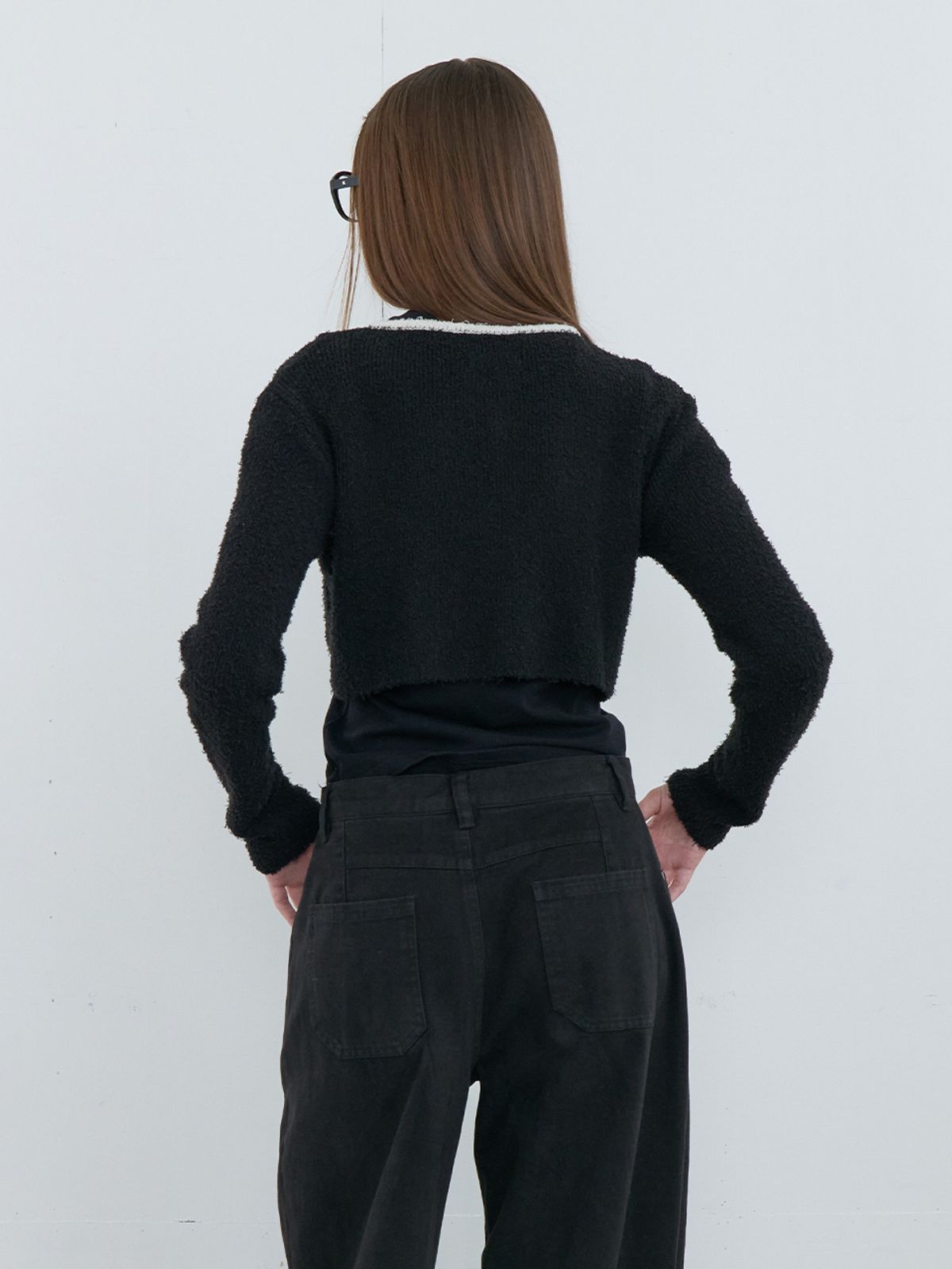 기준(KIJUN) Crochet Knit Jacket Black