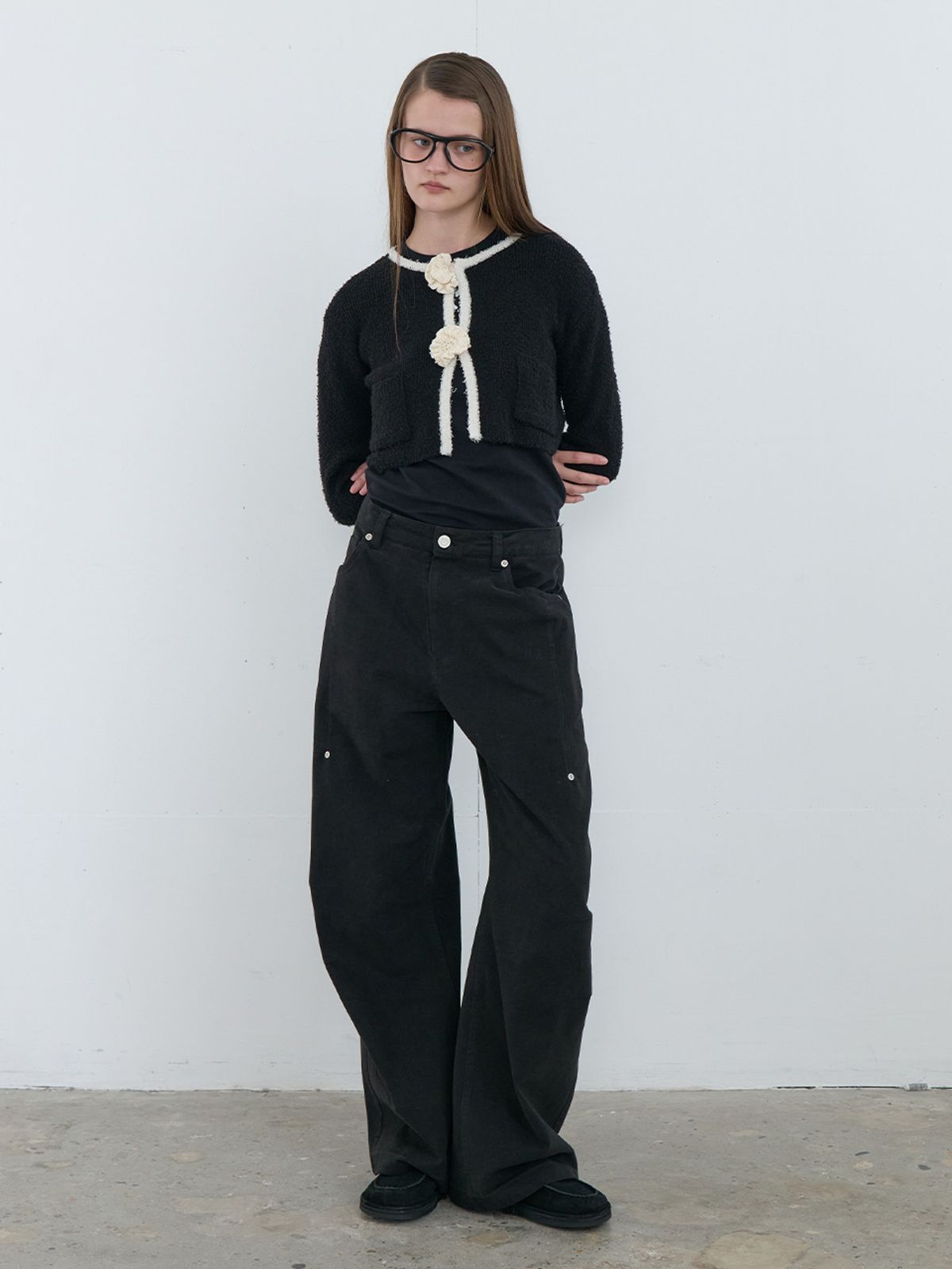 기준(KIJUN) Crochet Knit Jacket Black