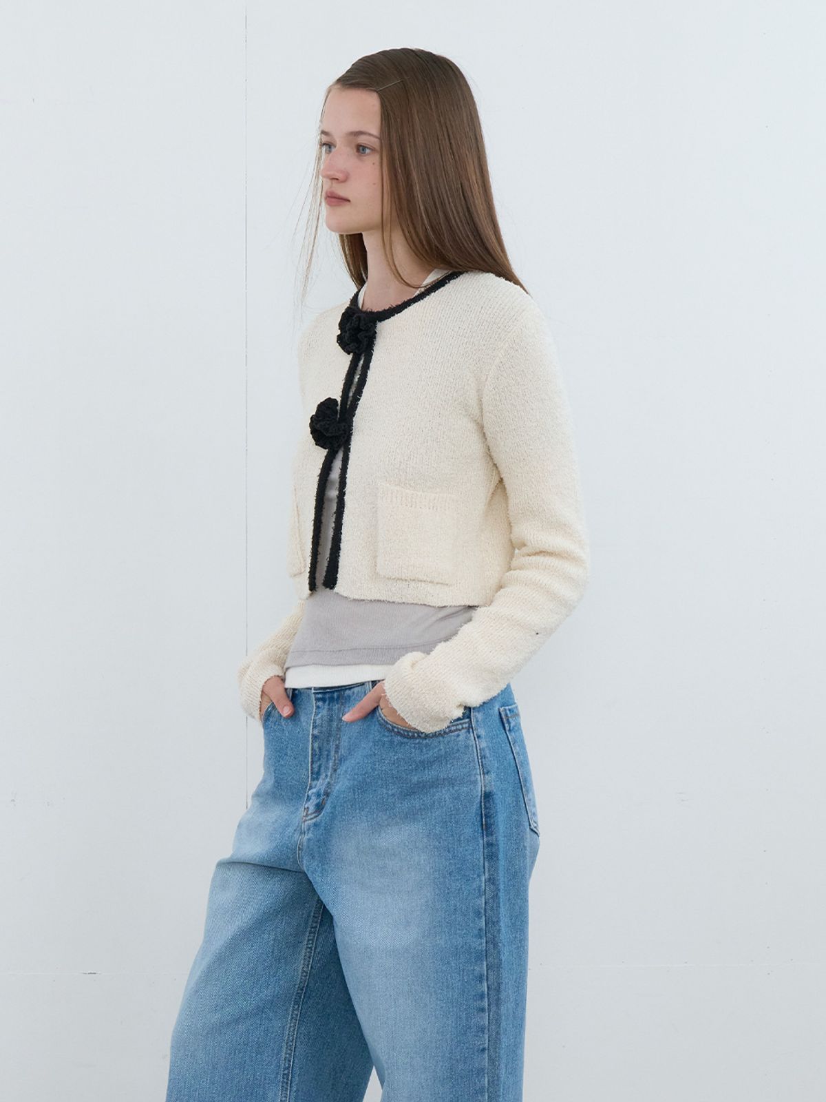 기준(KIJUN) Crochet Knit Jacket Ivory