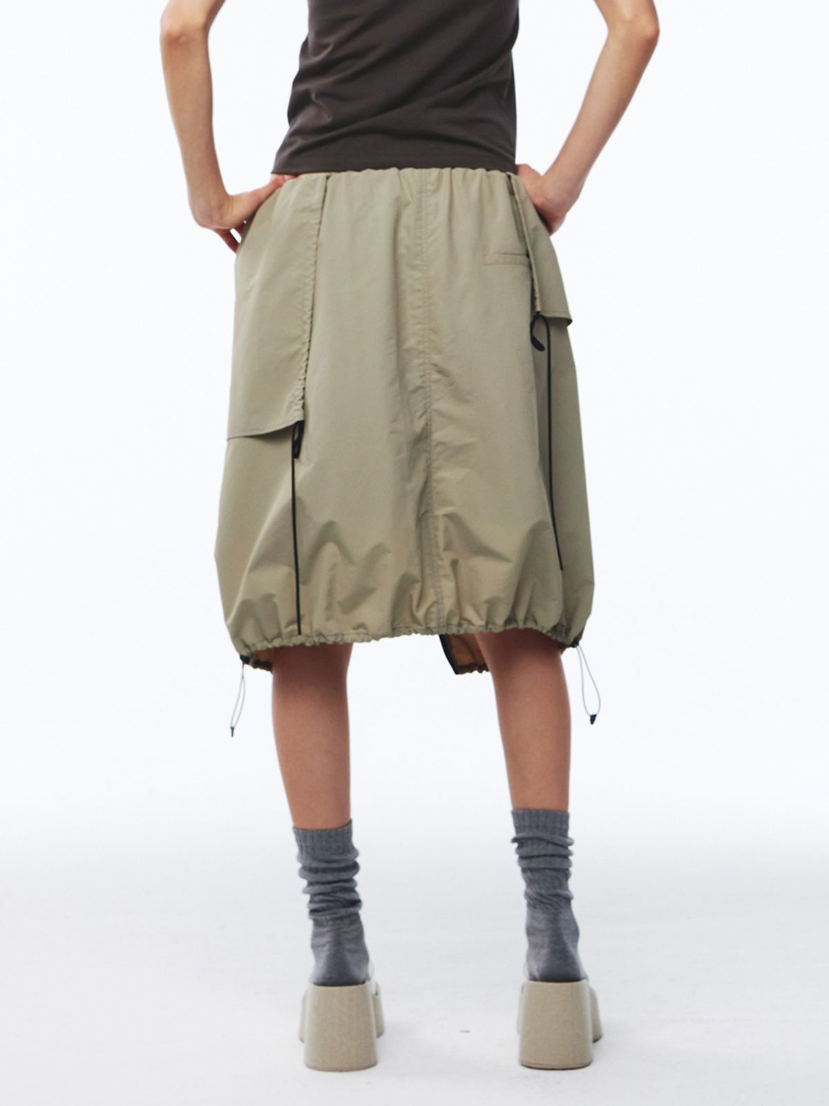 기준(KIJUN) Parka Layered Skirt Beige
