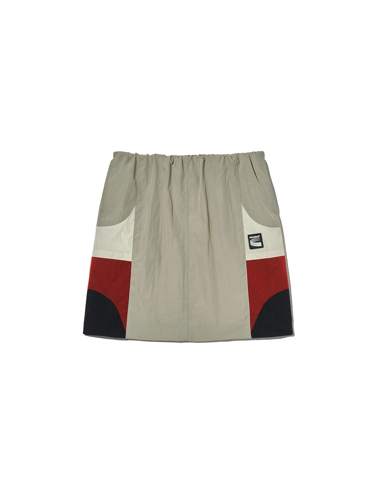 기준(KIJUN) Paneled Mini Skirt Khaki Beige