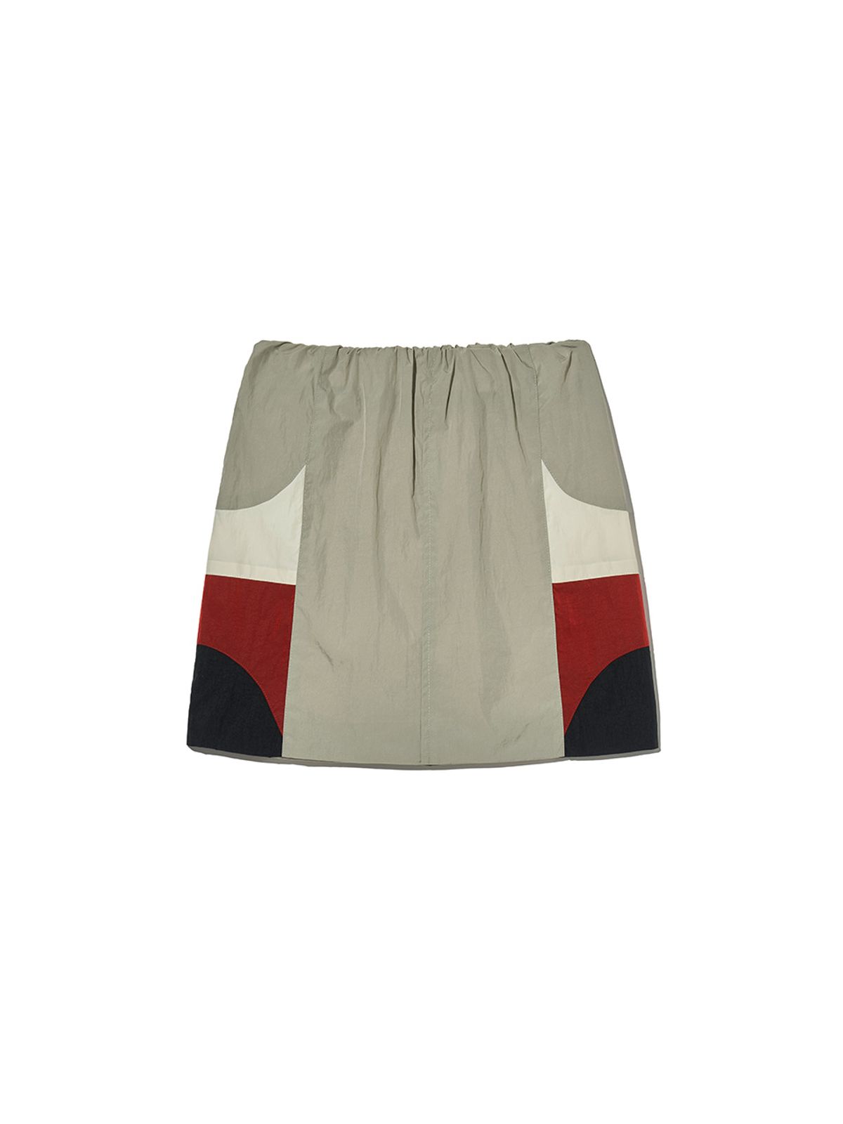 기준(KIJUN) Paneled Mini Skirt Khaki Beige