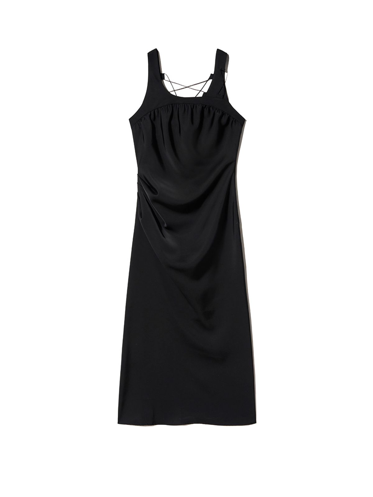 기준(KIJUN) Satin Back Tied Long Dress Black